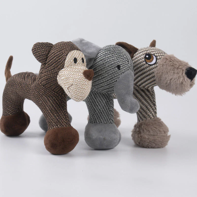 Dog Toy Linen Plush – Durable Squeaky Puppy Chew Toy