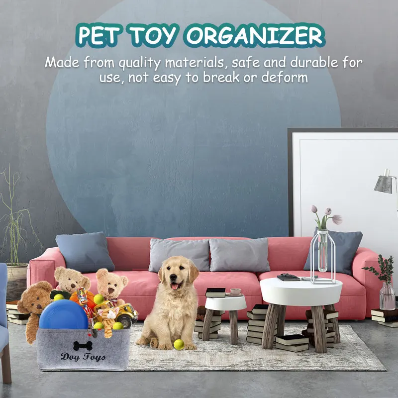 Dog Toy Storage Basket – Felt Organizer Bin for Pets - Image 4