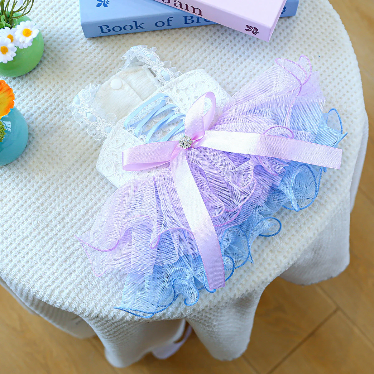 Dog Tutu Dress with Lace Corset & Ombre Tulle Skirt - Image 3