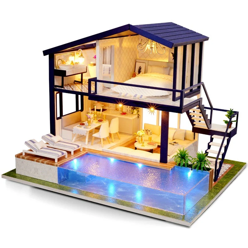 Doll House Wooden Furniture Diy House Miniature Box Puzzle Assemble 3D Miniaturas Dollhouse Kits Toys For Children Birthday Gift - Image 5