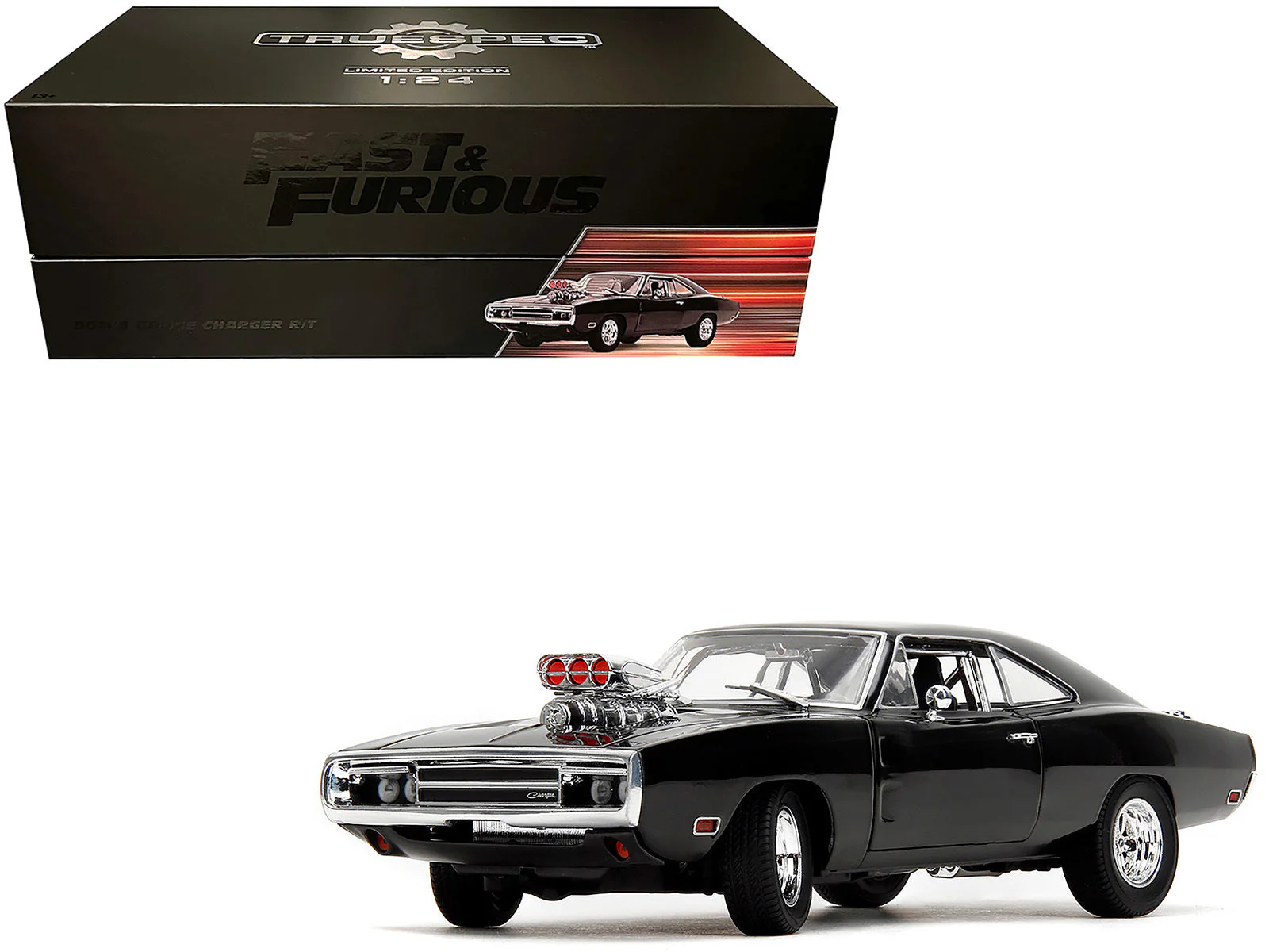 Dom's Dodge Charger R/T Black "Fast & Furious" (2009) Movie "TrueSpec" Series 1/24 Diecast Model Car by Jada - Image 5