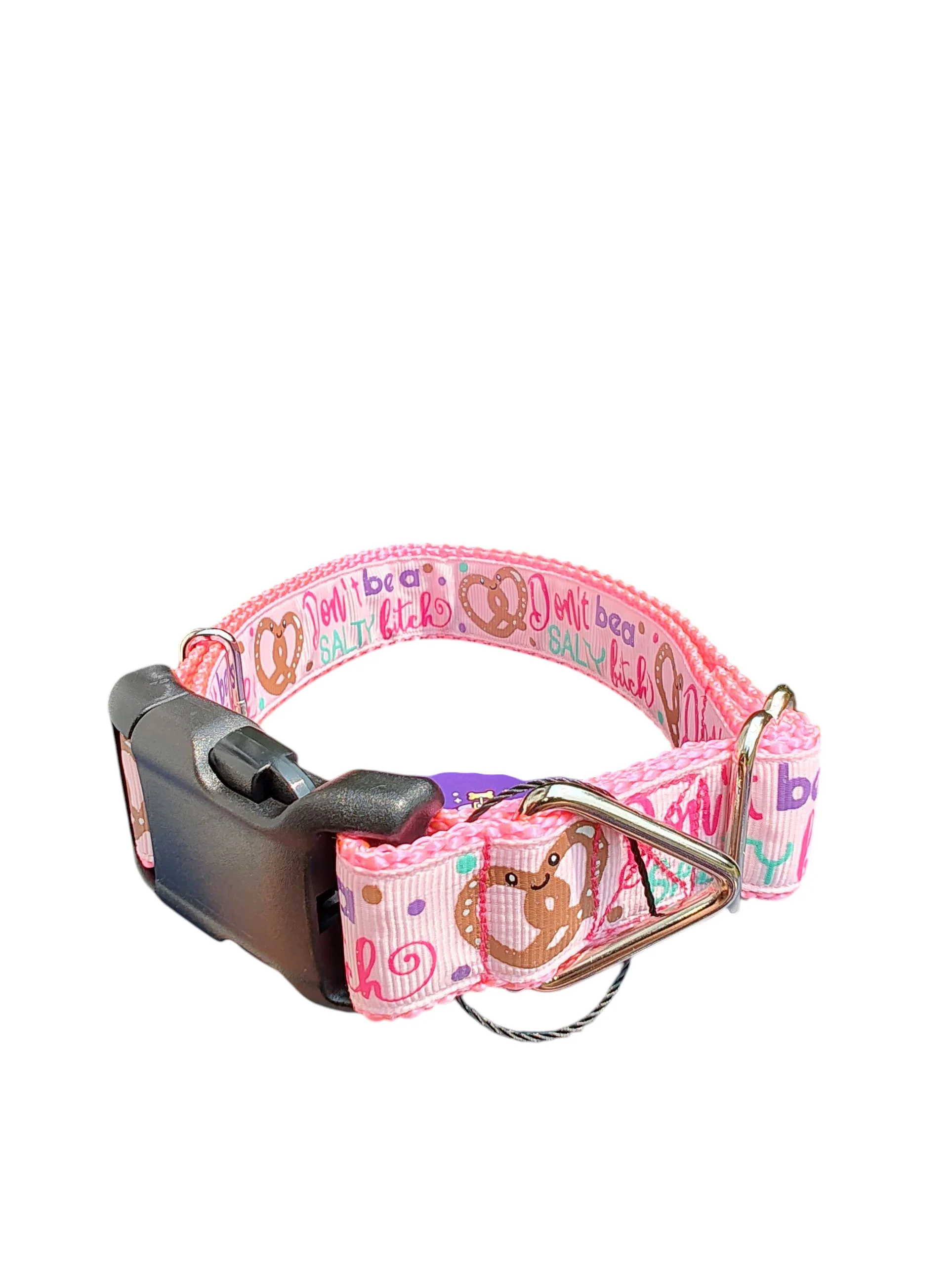 Don't Be A Salty Bitch Pretzel Nylon Dog Collar - Image 2