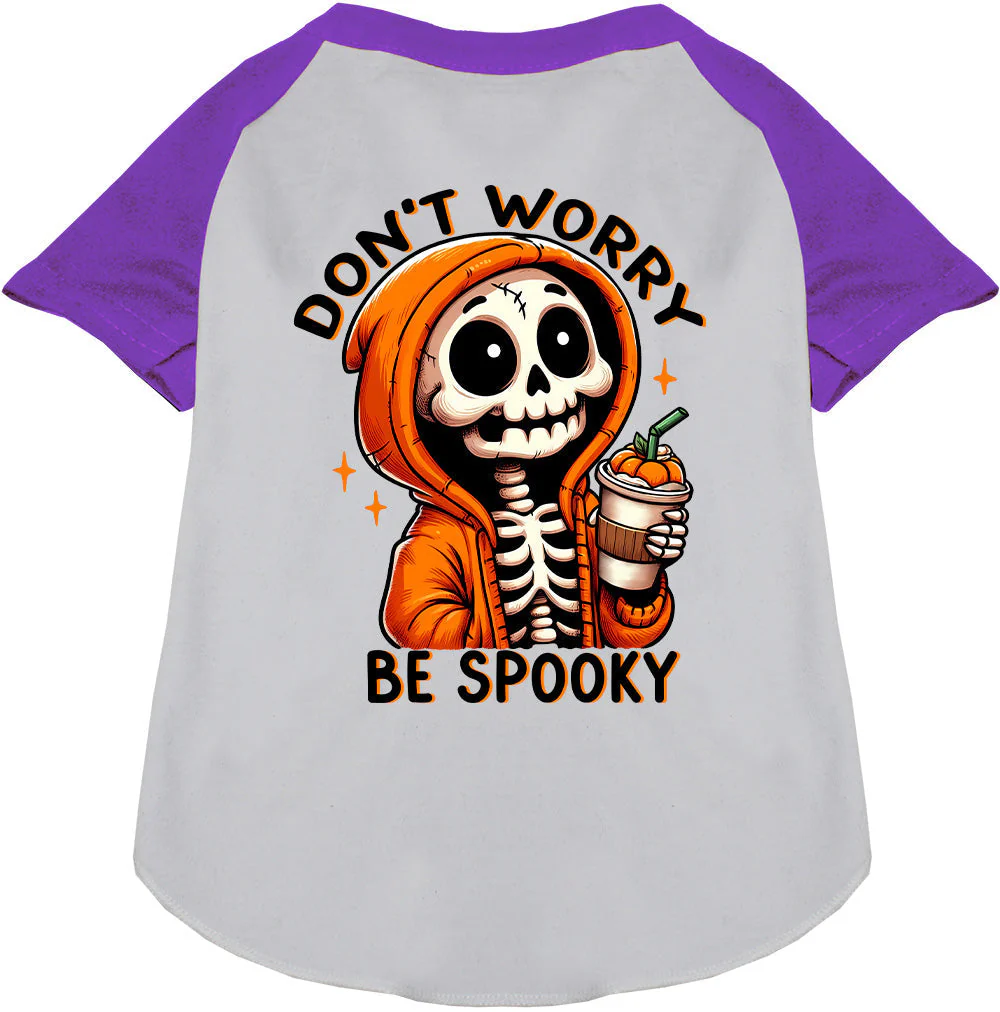 Don't Worry, Be Spooky Pet Raglan Shirt - Image 6