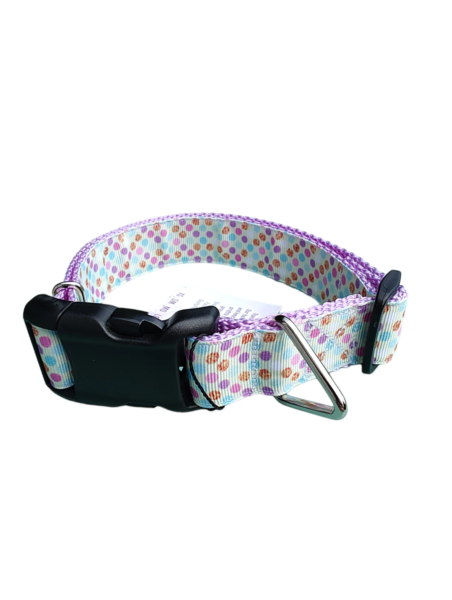 Dots Lavender Nylon Dog Collar MD, LG, XL, Leash - Image 3