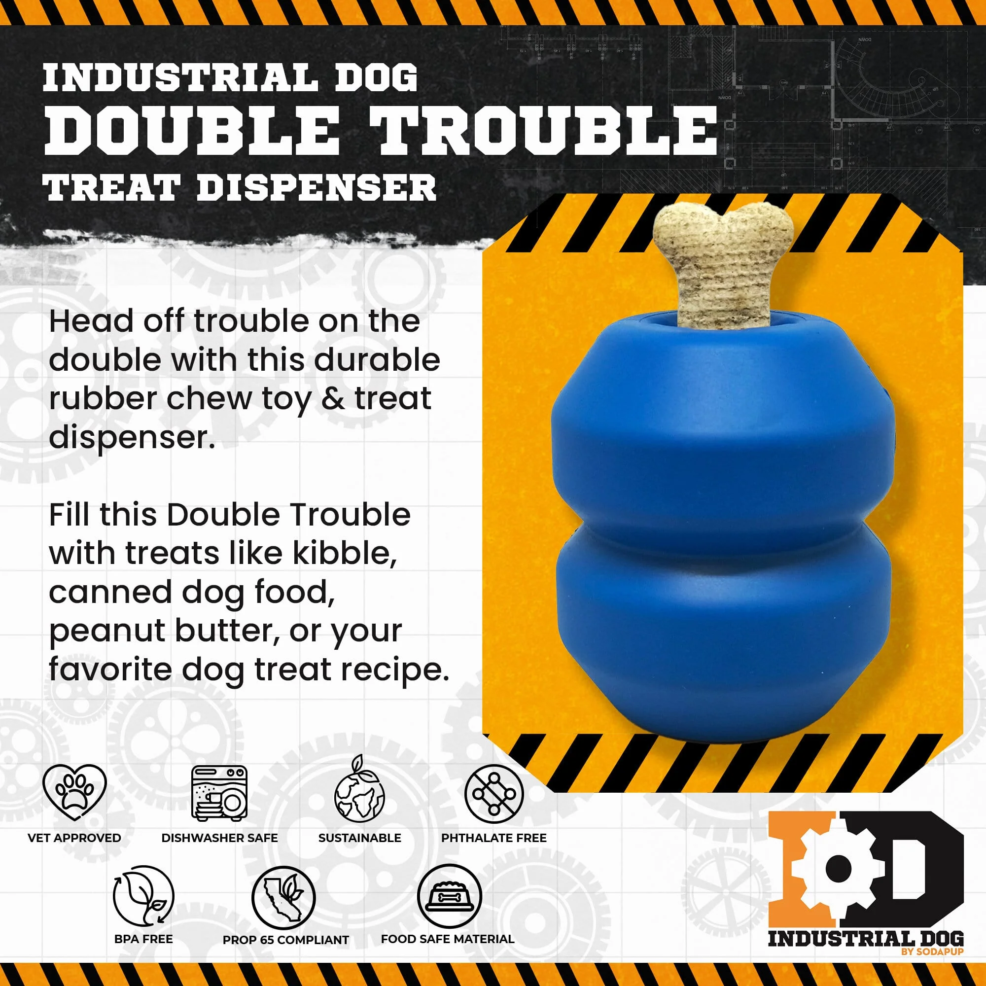 Double Trouble Dog Toy - Dual Chamber Treat Dispenser for Large Dogs | USA Made - Image 2
