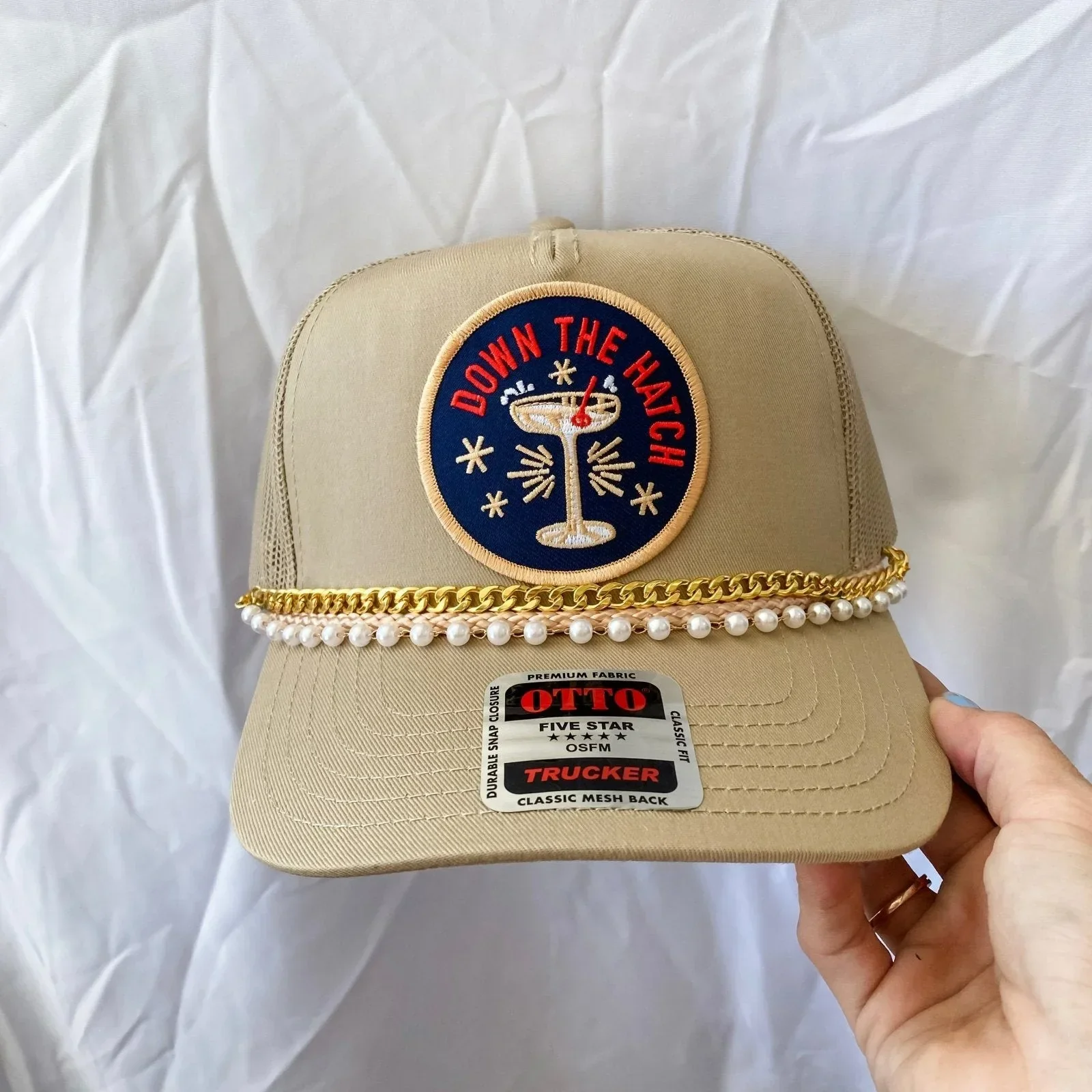 Down The Hatch Khaki- Trucker Hat - Image 2