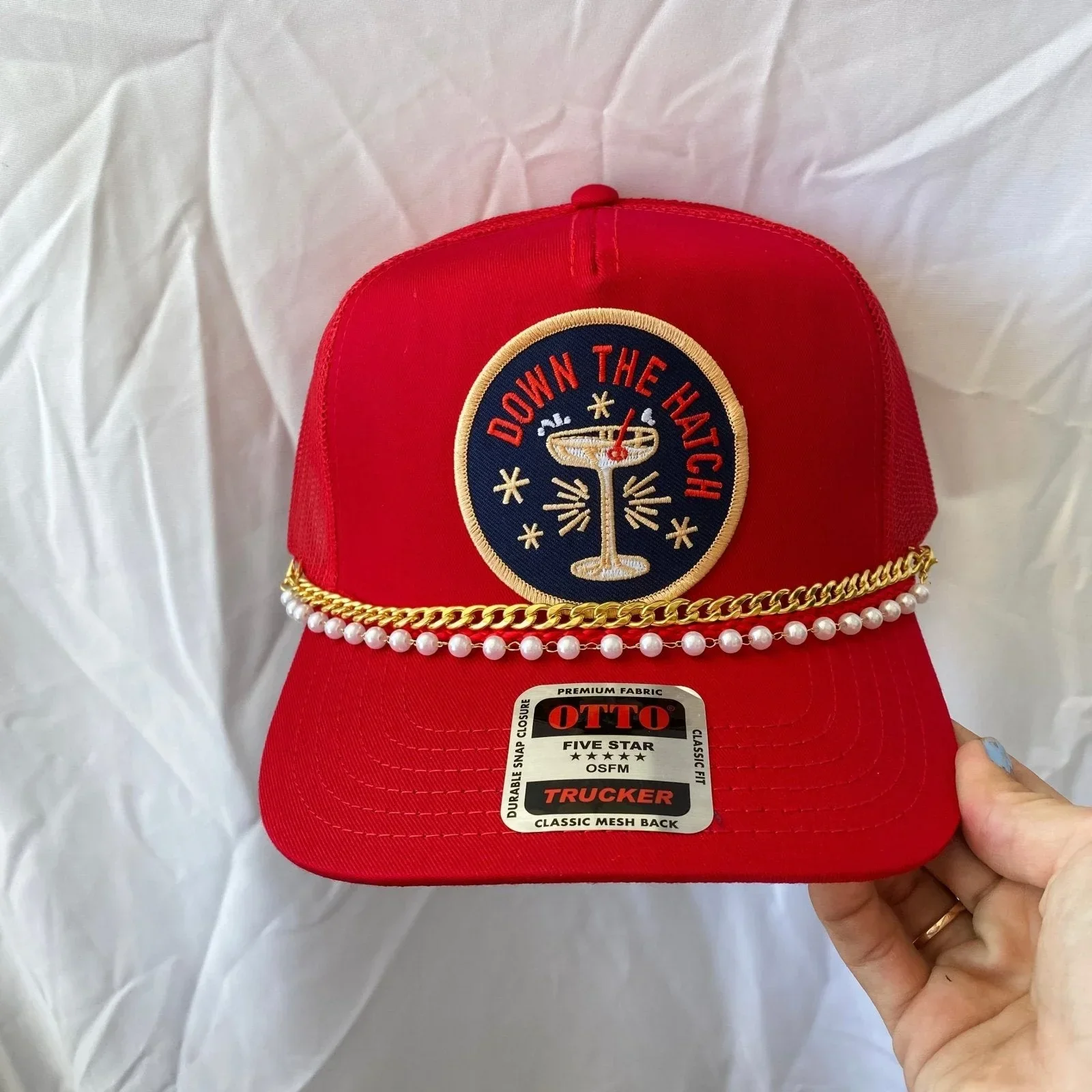 Down The Hatch Red- Trucker Hat - Image 2