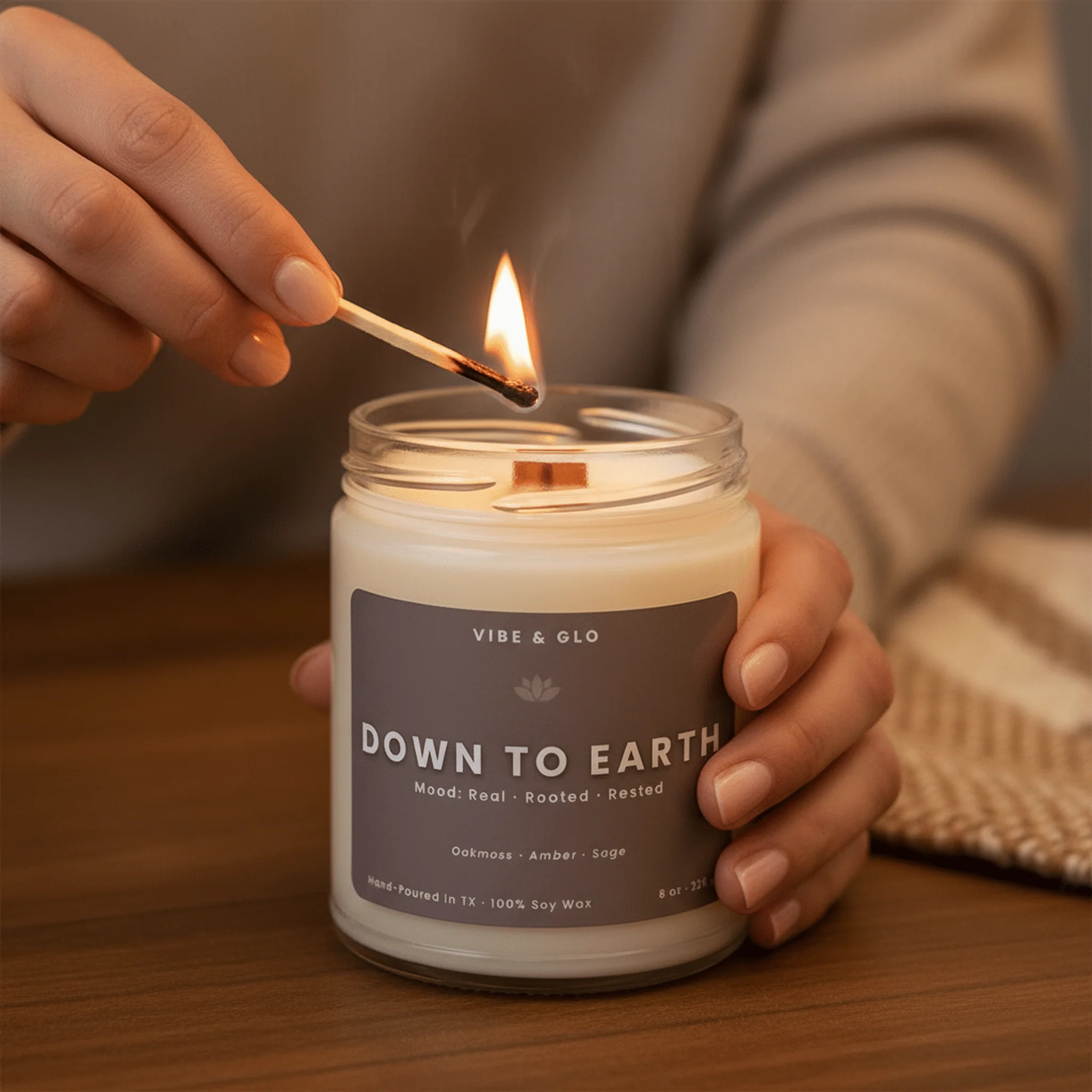 Down to Earth – Oakmoss & Sage Soy Candle - Image 4