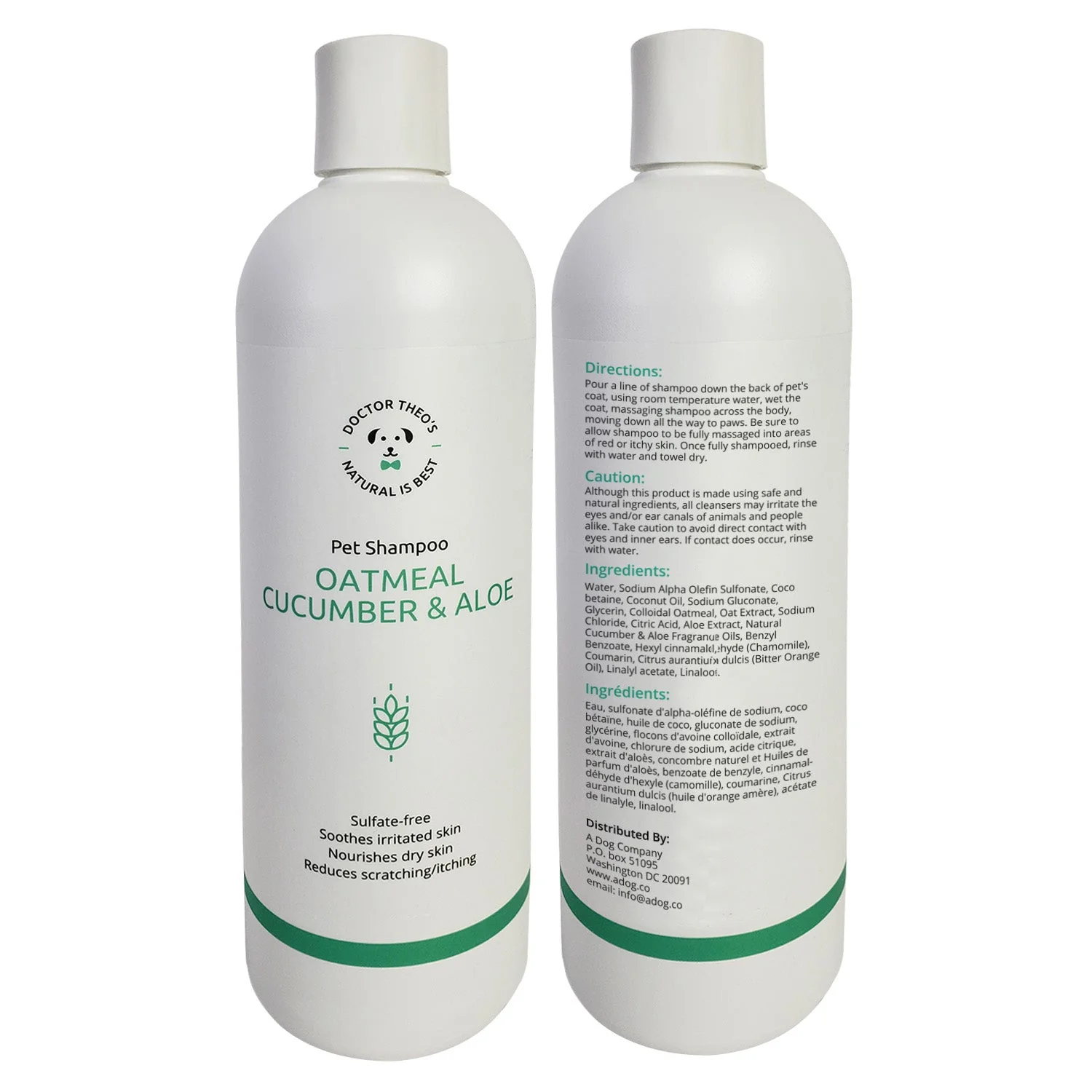 Dr. Theo's Dog Shampoo – Oatmeal, Cucumber & Aloe (16 oz) - Image 2