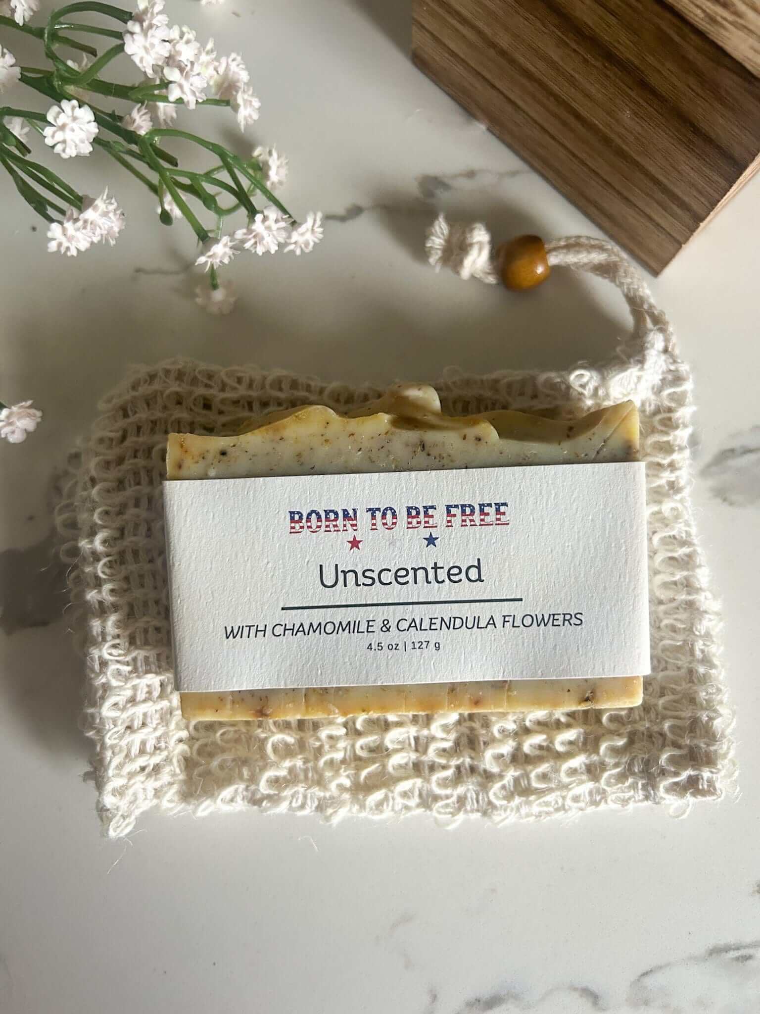 Dried Chamomile & Calendula Unscented Tallow Soap Bar - Image 5