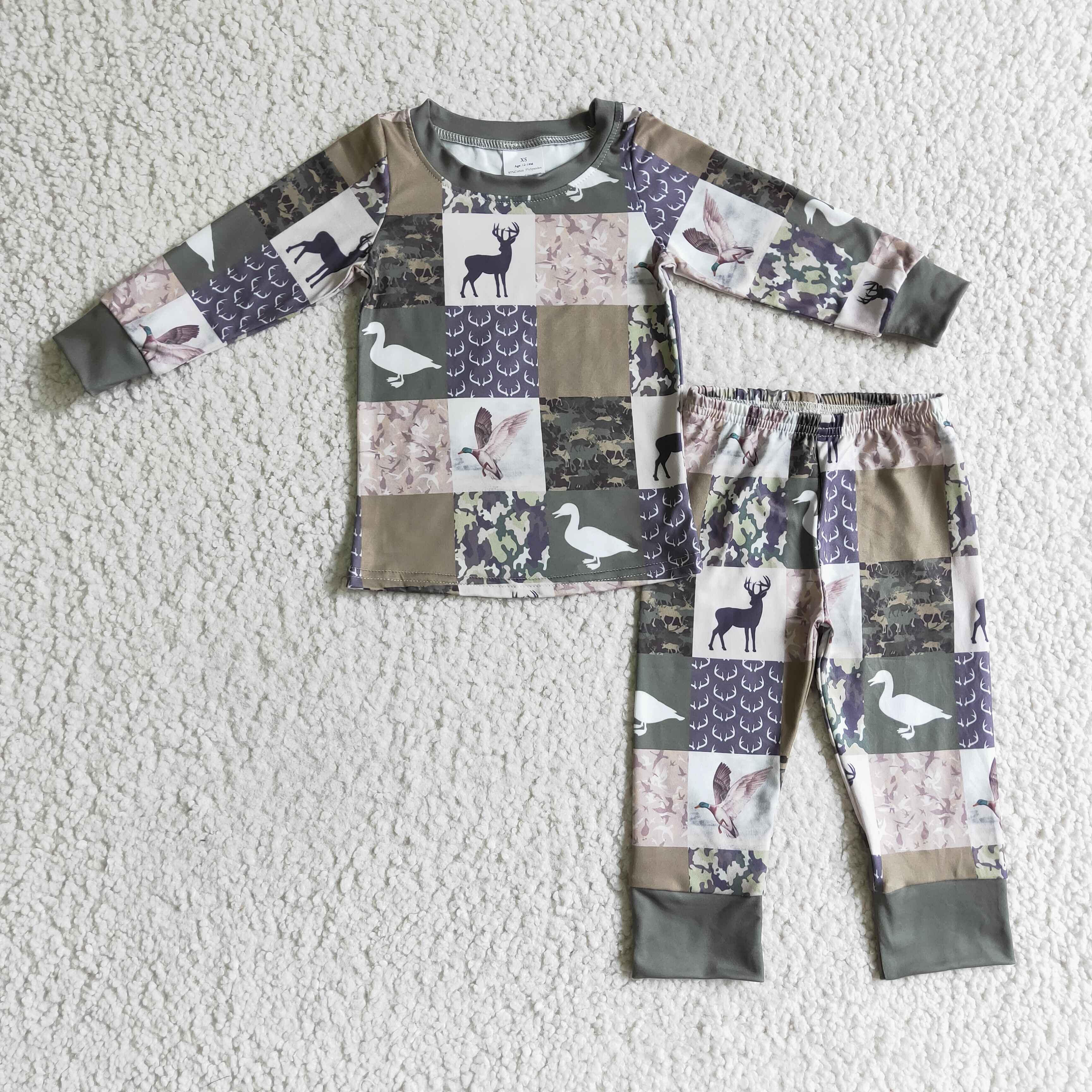 Duck deer camo patchwork kids boy hunting pajamas - Image 2