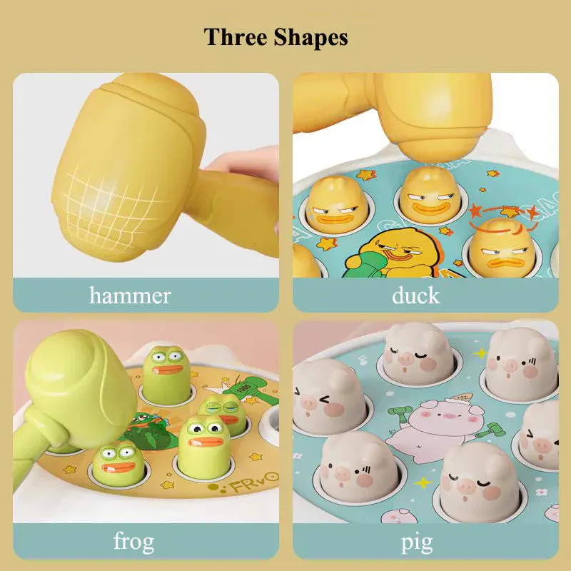 Duck/Frog/Pig Baby Toy Montessori Learning Game Educational Puzzle Gift for 12 24 Months Toddler Boy/Girl with Hammer - Image 2