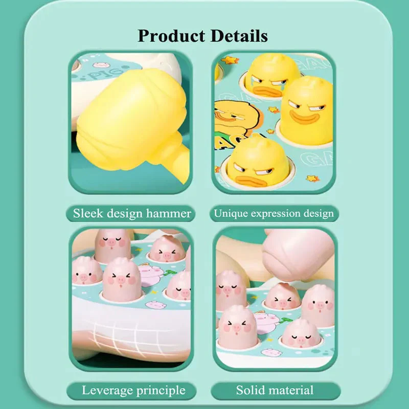 Duck/Frog/Pig Baby Toy Montessori Learning Game Educational Puzzle Gift for 12 24 Months Toddler Boy/Girl with Hammer - Image 5