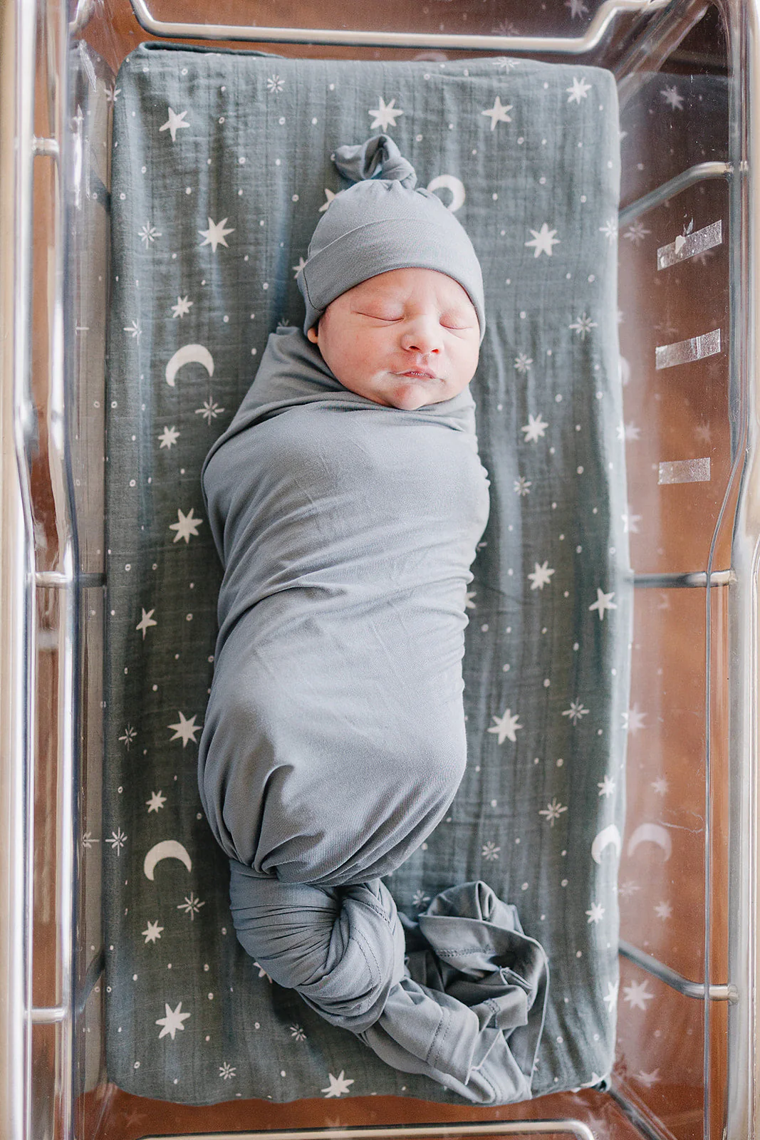 Dusty Blue Bamboo Newborn Knot Hat - Image 3