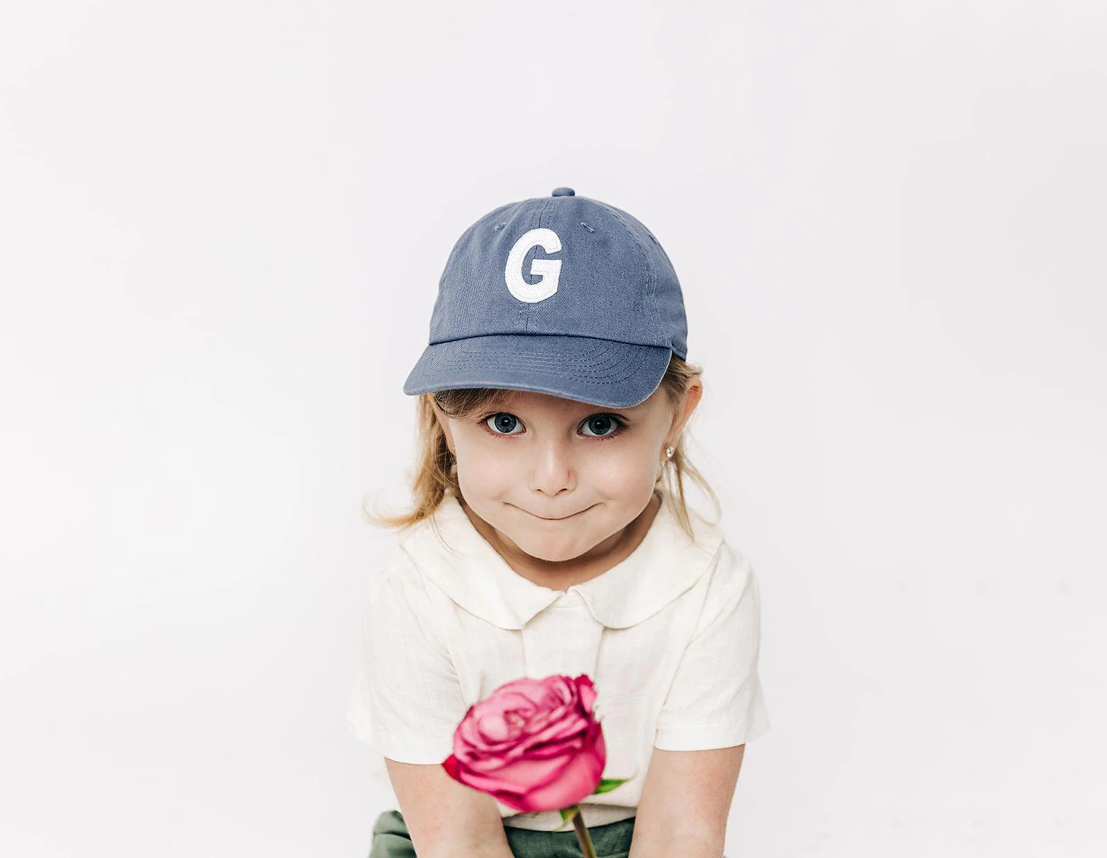 Dusty Blue Letter Baseball Hat - Image 5