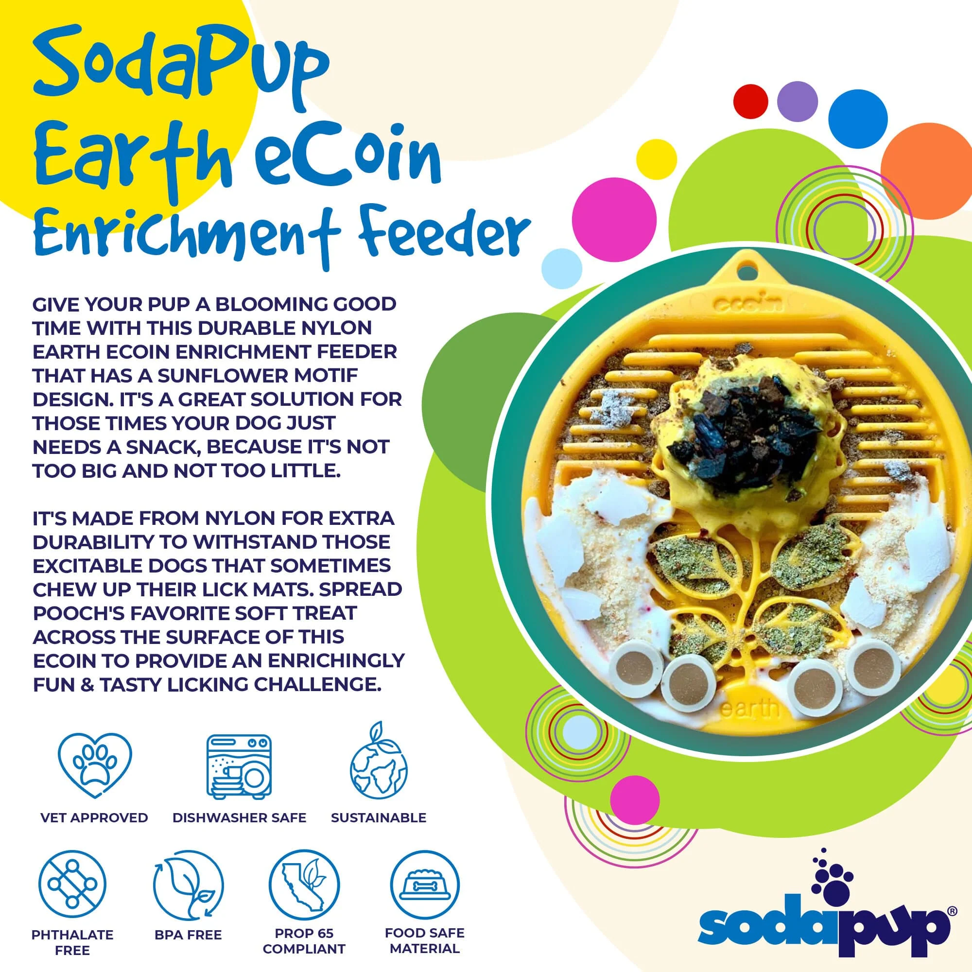 Earth eCoin Nylon Lick Mat for Dogs | USA Made Enrichment Toy | SodaPup - Image 2