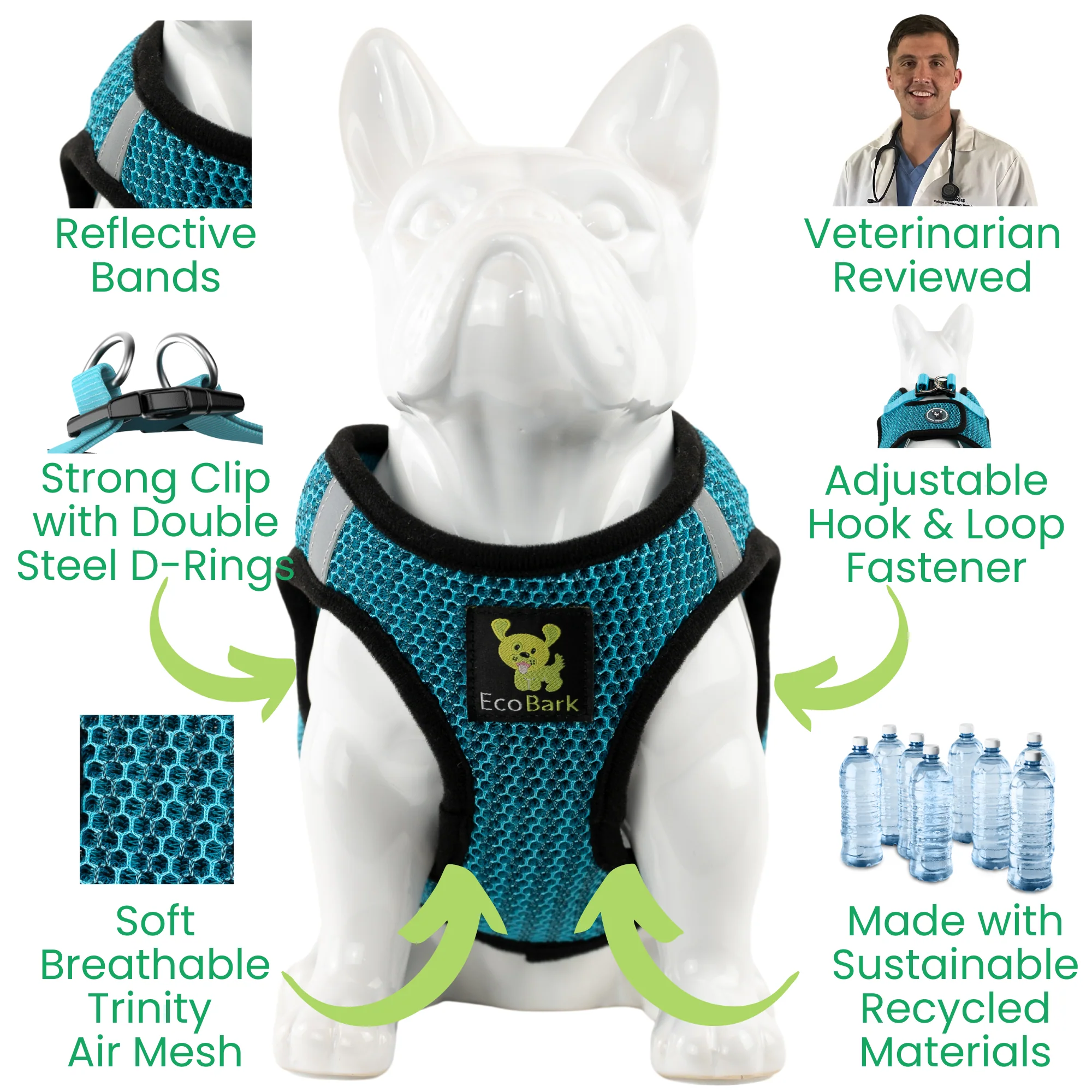 EcoBark Aqua Step In Dog Harness - Reflective Soft Mesh Harness for Small Dogs and Puppies - Image 2