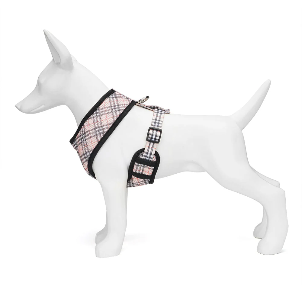 EcoBark Beige Plaid Dog Harness- Over-the-Head Dog Vest Halter for Small to Medium Dogs, and Puppies - Image 6