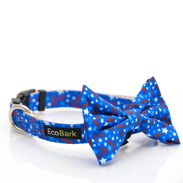 EcoBark Bow Tie Collar - Nautical Print - Image 3