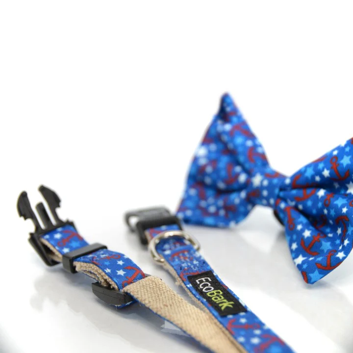 EcoBark Bow Tie Collar - Nautical Print - Image 4