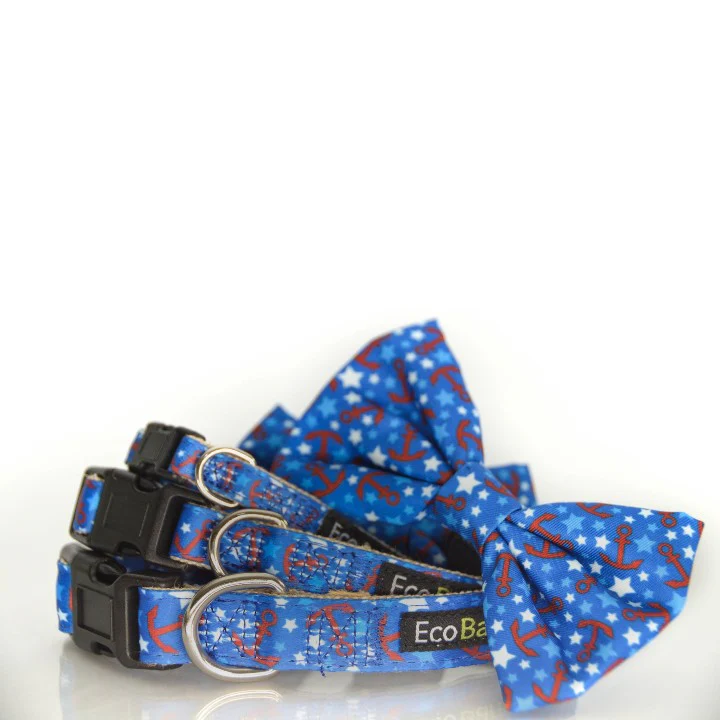 EcoBark Bow Tie Collar - Nautical Print - Image 5