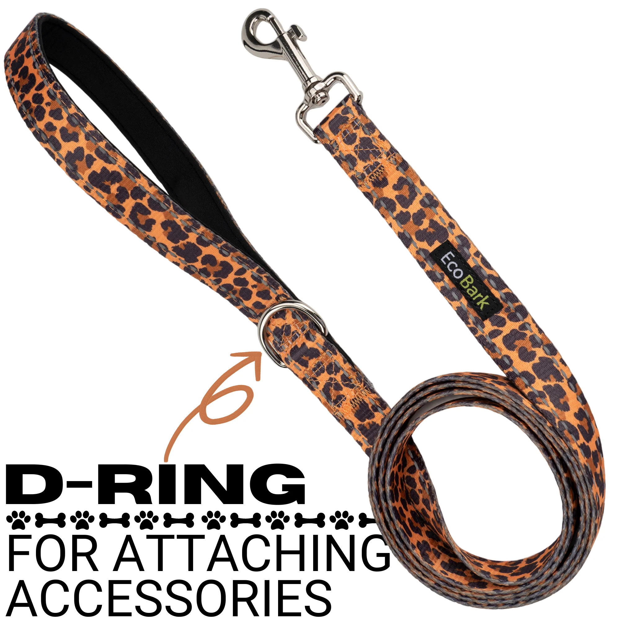 EcoBark Cheetah Dog Leash- Padded Comfort Grip Leash - 4ft, 5ft, and 6ft Leash for Small and Medium Dogs - Image 7