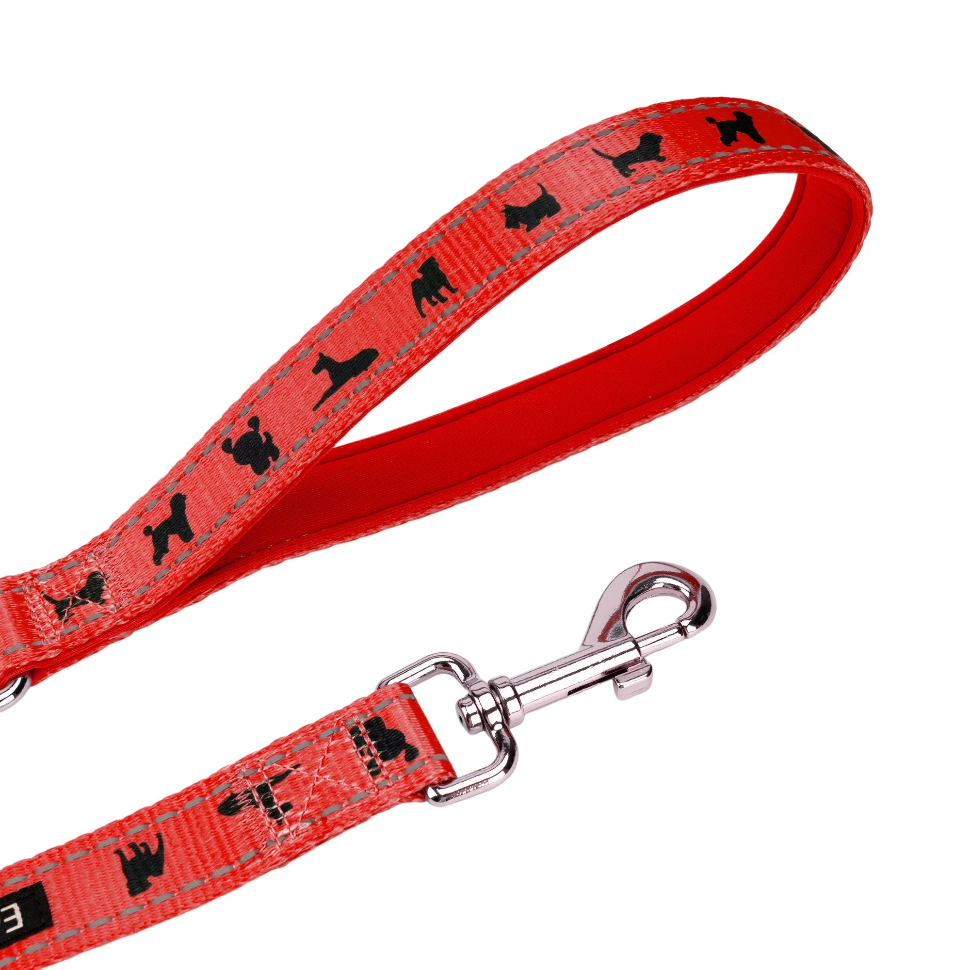 EcoBark Cherry Red Dog Leash- Padded Comfort Grip Leash with Dog Pattern - 4 ft, 5 ft, and 6 ft Leash for Small and Medium Dogs - Image 2