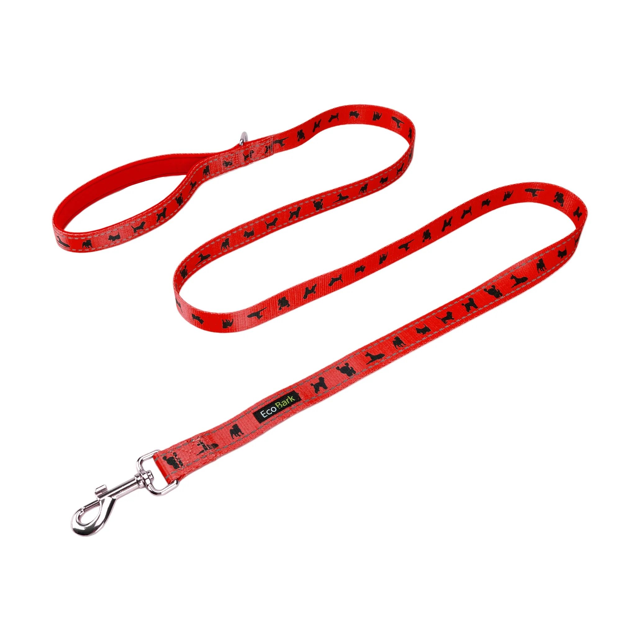 EcoBark Cherry Red Dog Leash- Padded Comfort Grip Leash with Dog Pattern - 4 ft, 5 ft, and 6 ft Leash for Small and Medium Dogs - Image 4