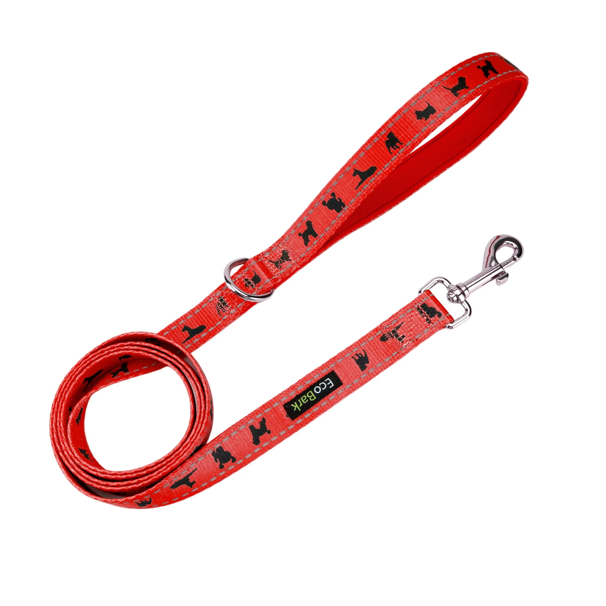 EcoBark Cherry Red Dog Leash- Padded Comfort Grip Leash with Dog Pattern - 4 ft, 5 ft, and 6 ft Leash for Small and Medium Dogs - Image 7