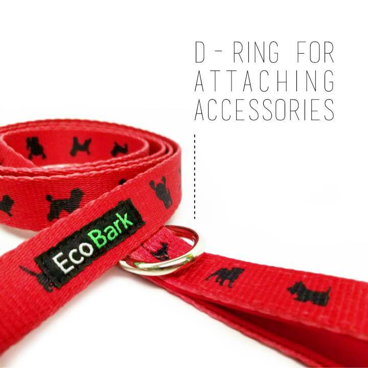 EcoBark Cherry Red Dog Leash- Padded Comfort Grip Leash with Dog Pattern - 4 ft, 5 ft, and 6 ft Leash for Small and Medium Dogs - Image 8