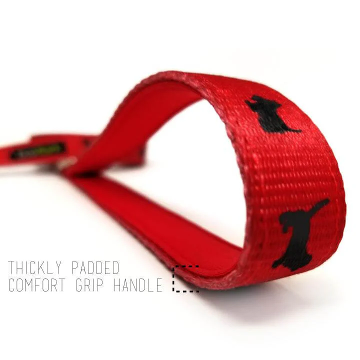EcoBark Cherry Red Dog Leash- Padded Comfort Grip Leash with Dog Pattern - 4 ft, 5 ft, and 6 ft Leash for Small and Medium Dogs - Image 9