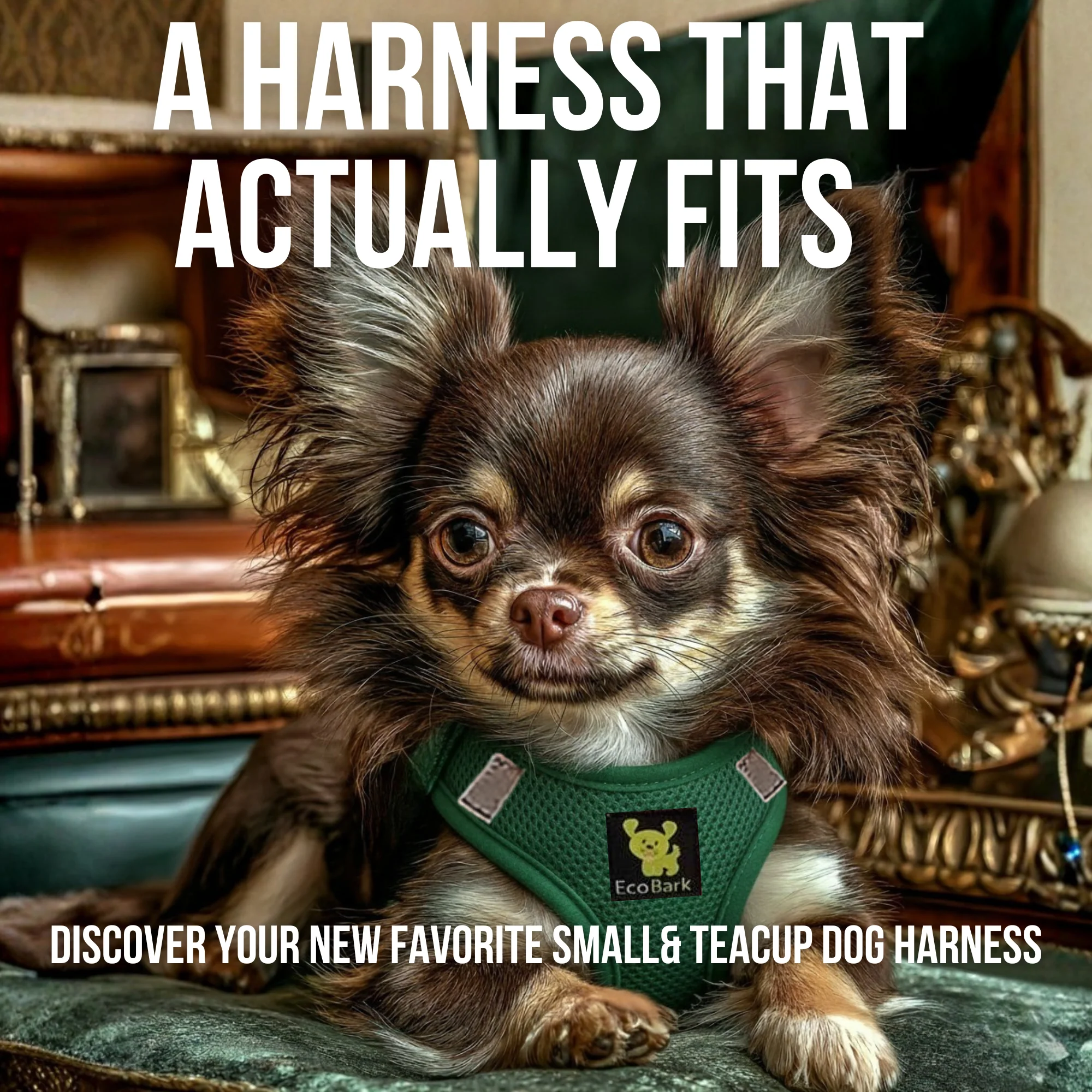 EcoBark Forest Green Step In Dog Harness - Reflective Soft Mesh Harness for Teacup, Small Dogs and Puppies - Image 2