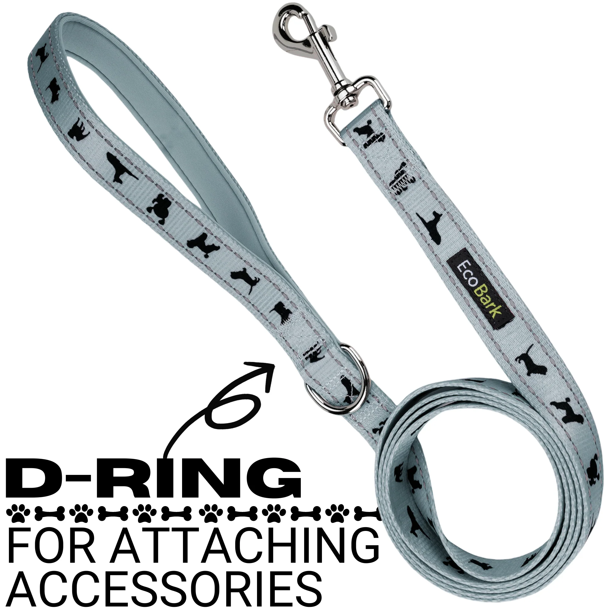 EcoBark Gray Dog Leash- Padded Comfort Grip Leash - 4ft, 5ft, and 6ft Leash for Small and Medium Dogs - Image 7