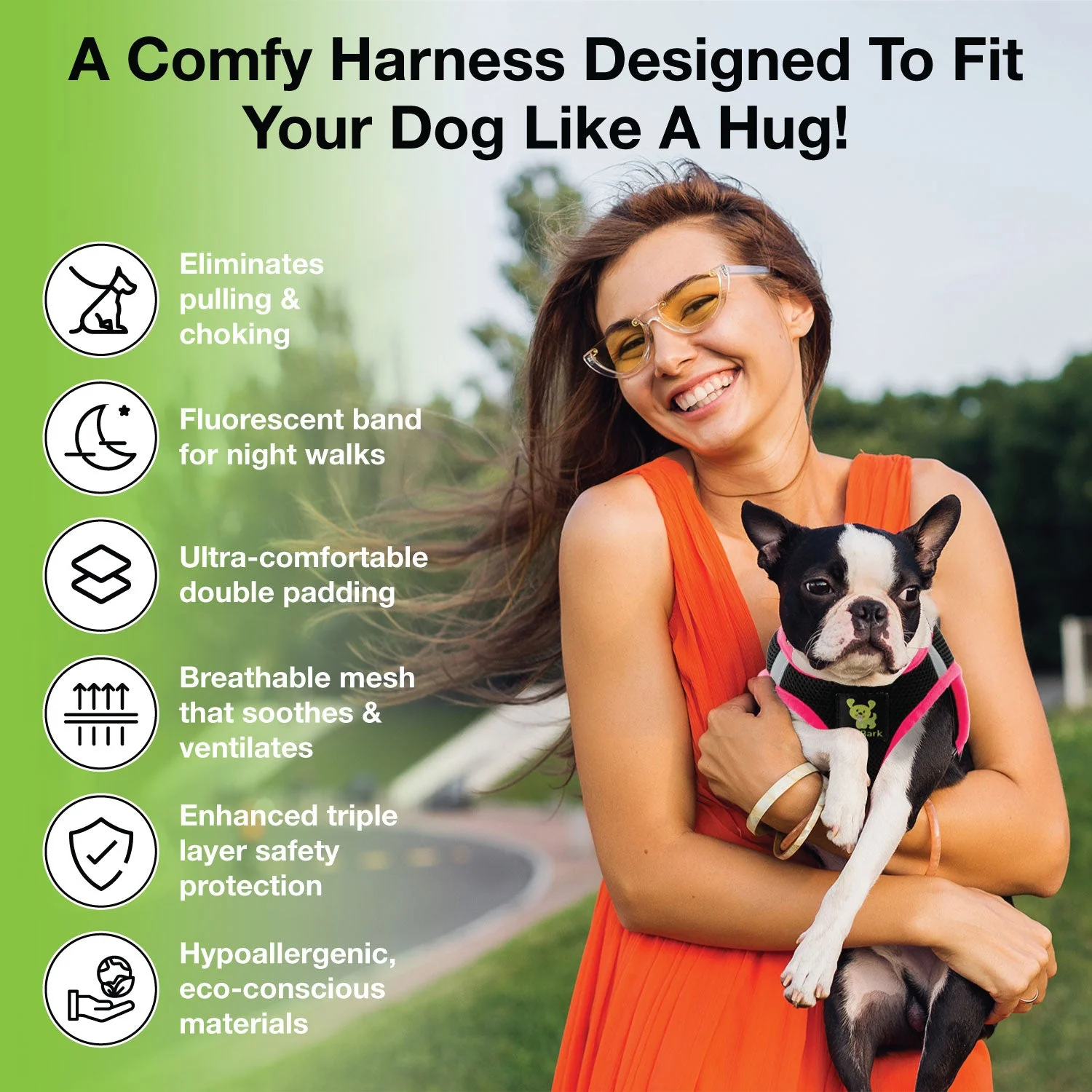 EcoBark Hot Pink Step In Dog Harness - Reflective Soft Mesh Harness for Teacup, Small Dogs and Puppies - Image 4