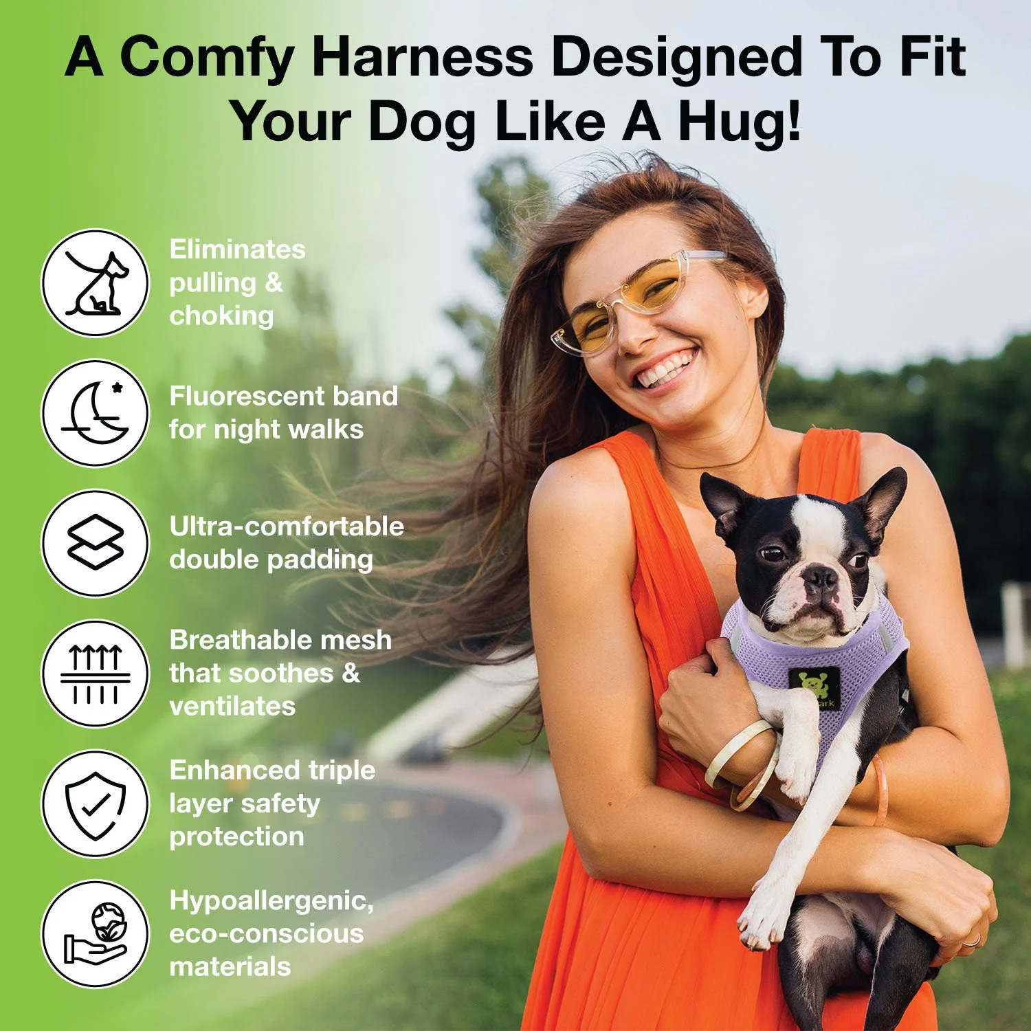 EcoBark Lavender Step In Dog Harness - Reflective Soft Mesh Harness for Teacup, Small Dogs and Puppies - Image 7
