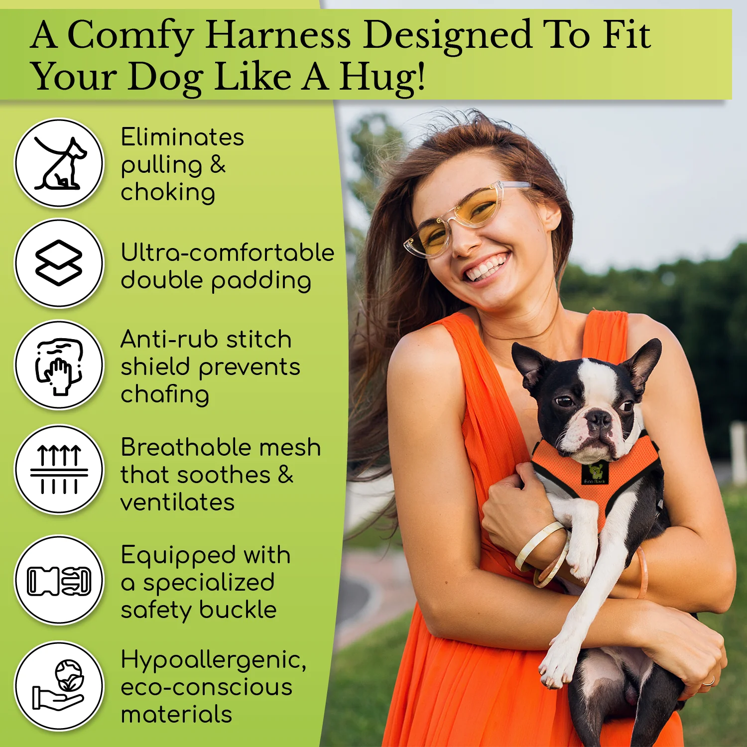 EcoBark Pink Dog Harness - Over-the-Head Soft Mesh Dog Vest Halter for Small to Medium Dogs and Puppies - Image 5