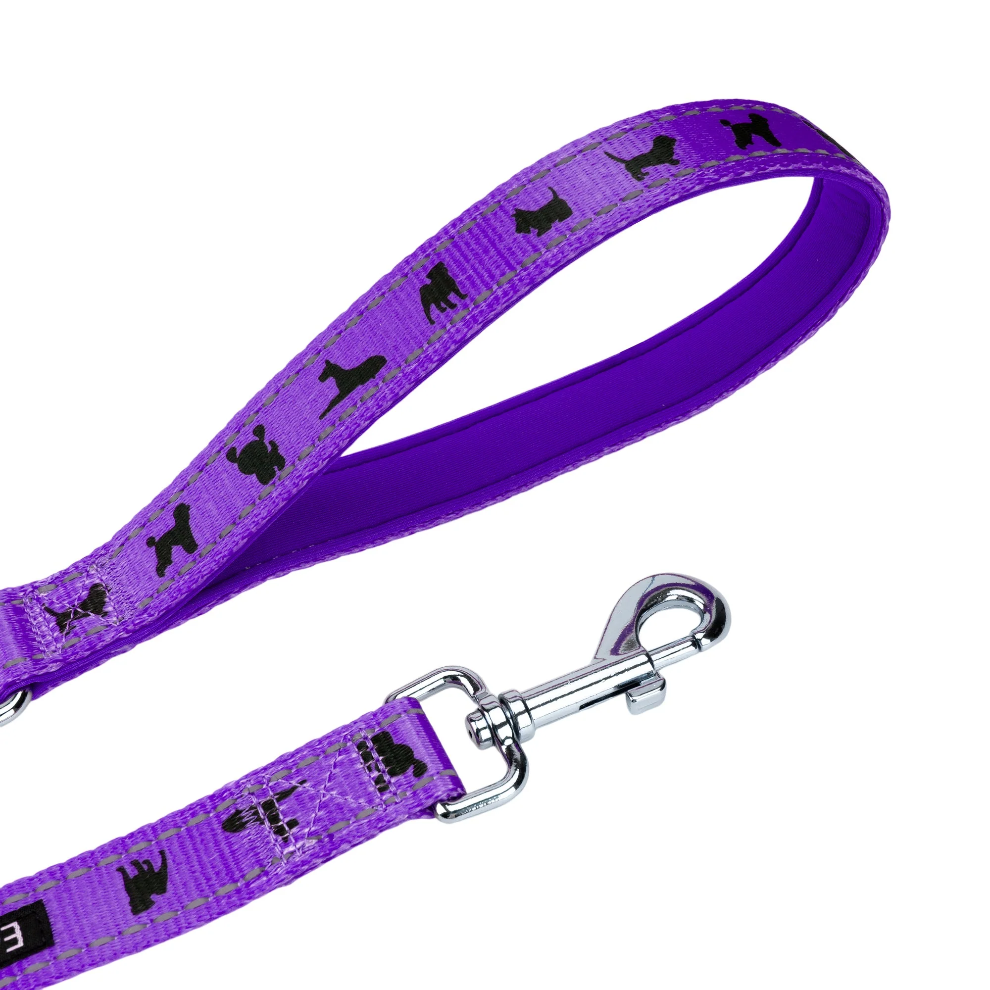 EcoBark Purple Dog Leash- Padded Comfort Grip Leash Dog Pattern - 4ft, 5ft, and 6ft  for XS, Small, and Medium Dogs - Image 2
