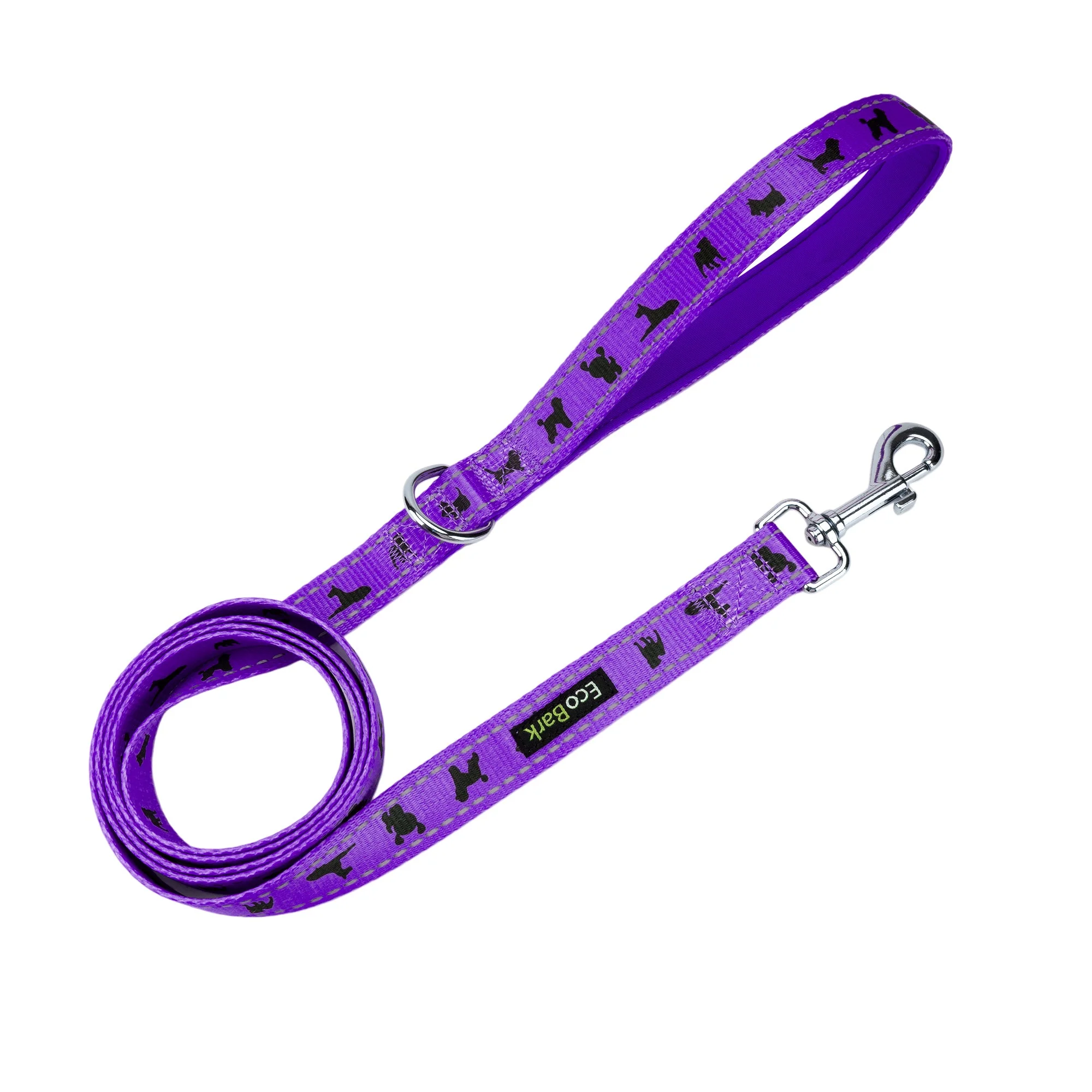 EcoBark Purple Dog Leash- Padded Comfort Grip Leash Dog Pattern - 4ft, 5ft, and 6ft  for XS, Small, and Medium Dogs - Image 7