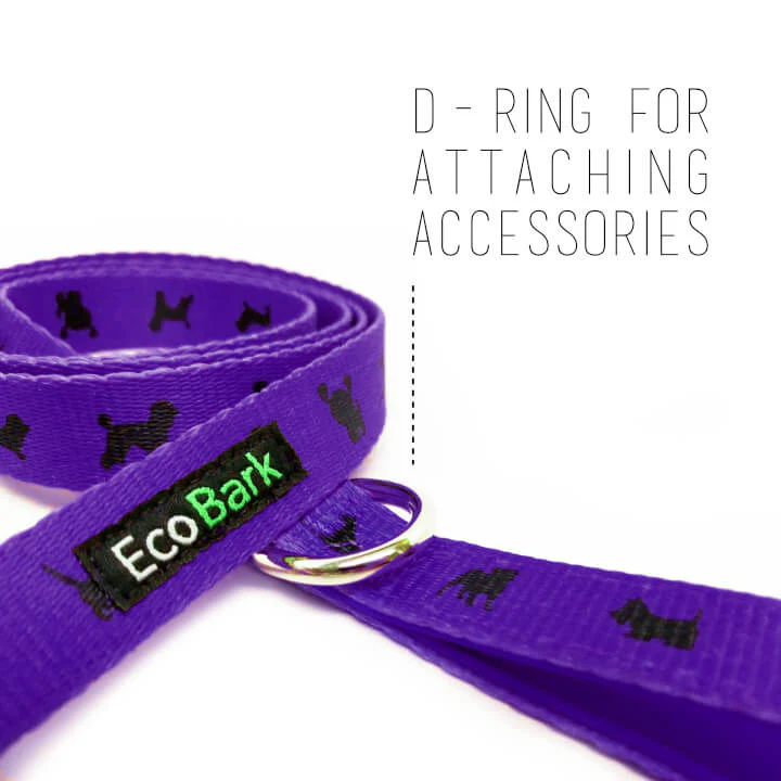 EcoBark Purple Dog Leash- Padded Comfort Grip Leash Dog Pattern - 4ft, 5ft, and 6ft  for XS, Small, and Medium Dogs - Image 8