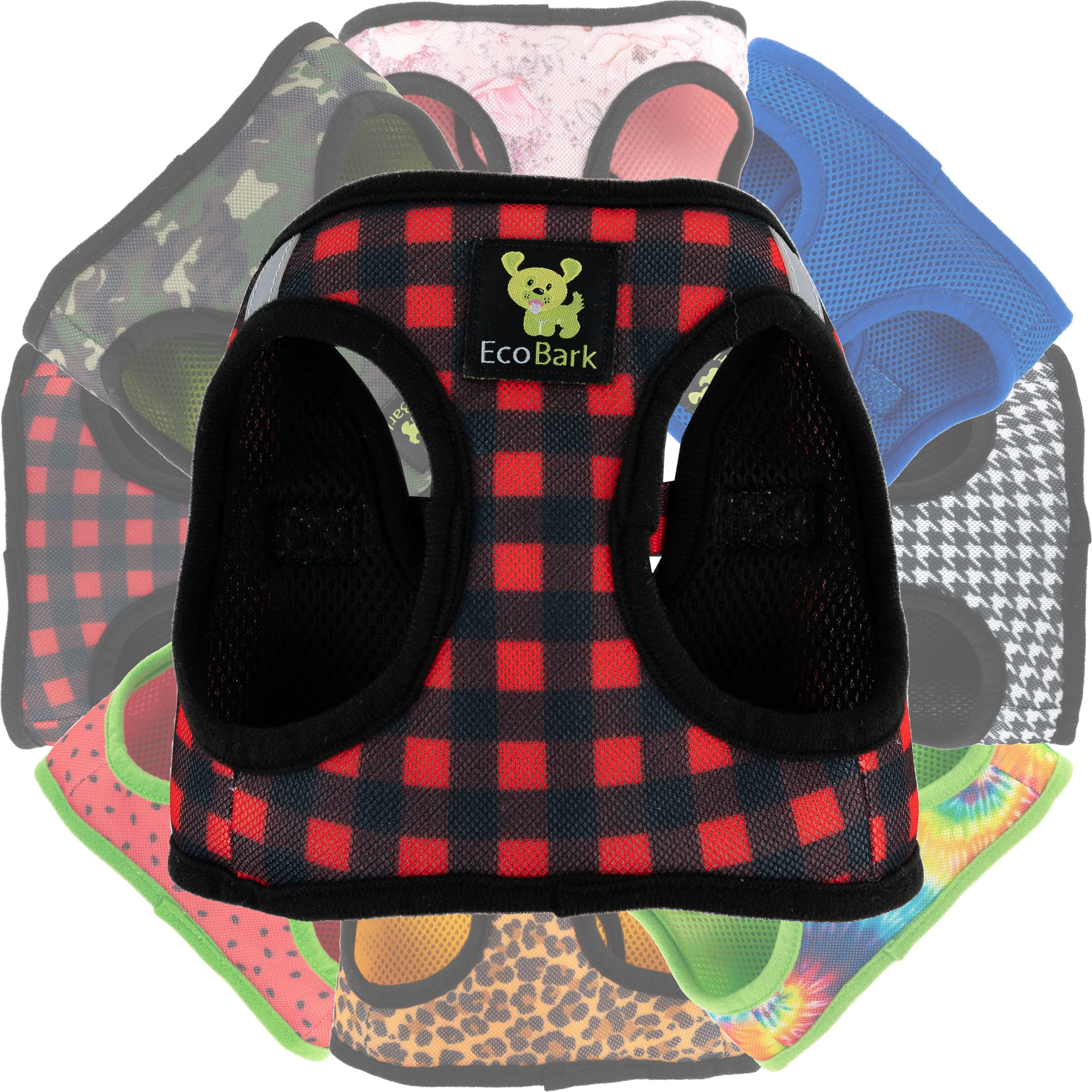 EcoBark Red Plaid Step In Dog Harness - Rapid Fastener Reflective Soft Mesh Dog Vest Halter for XXXS to Small Dogs and Puppies - Image 8