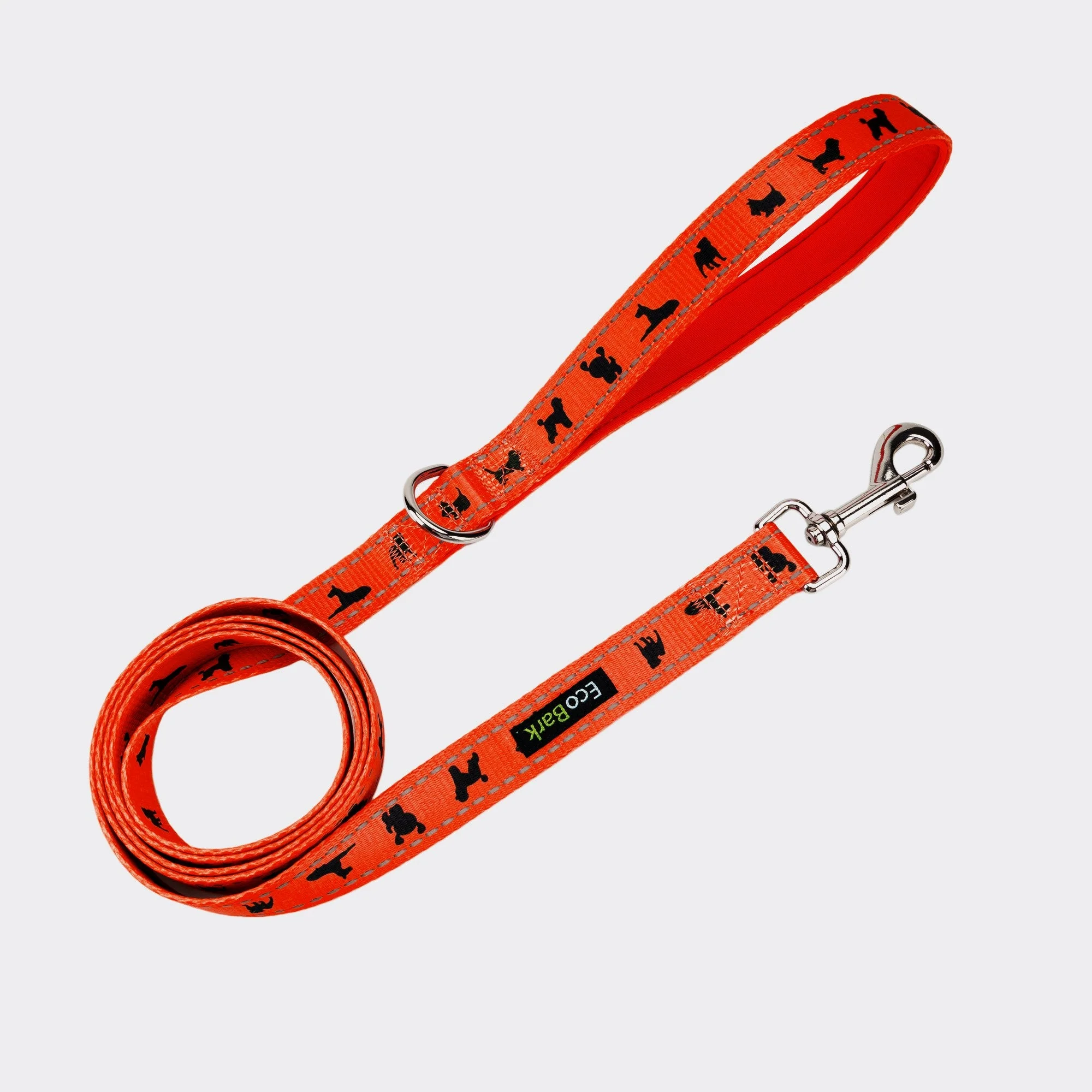 EcoBark Safety Orange Dog Leash- Padded Comfort Grip Leash with Dog Pattern - 4ft, 5ft, and 6ft Leash for Small and Medium Dogs - Image 7