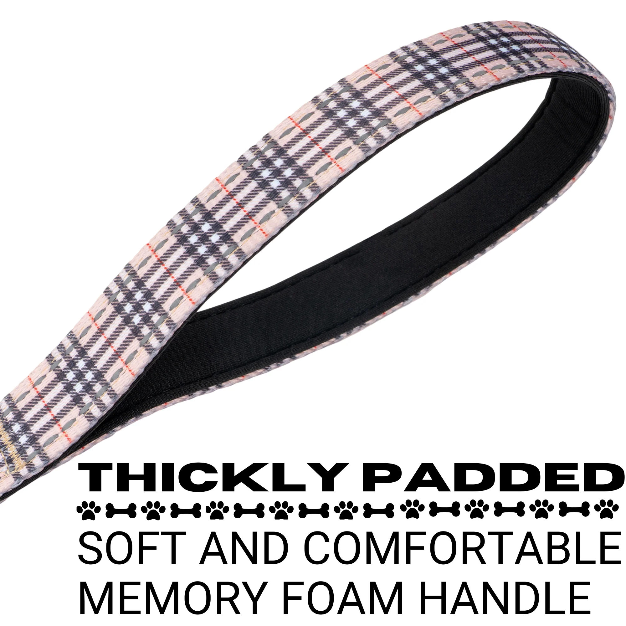 EcoBark Tan Plaid Dog Leash- Padded Comfort Grip Leash - 4ft, 5ft, and 6ft Leash for Small and Medium Dogs - Image 6