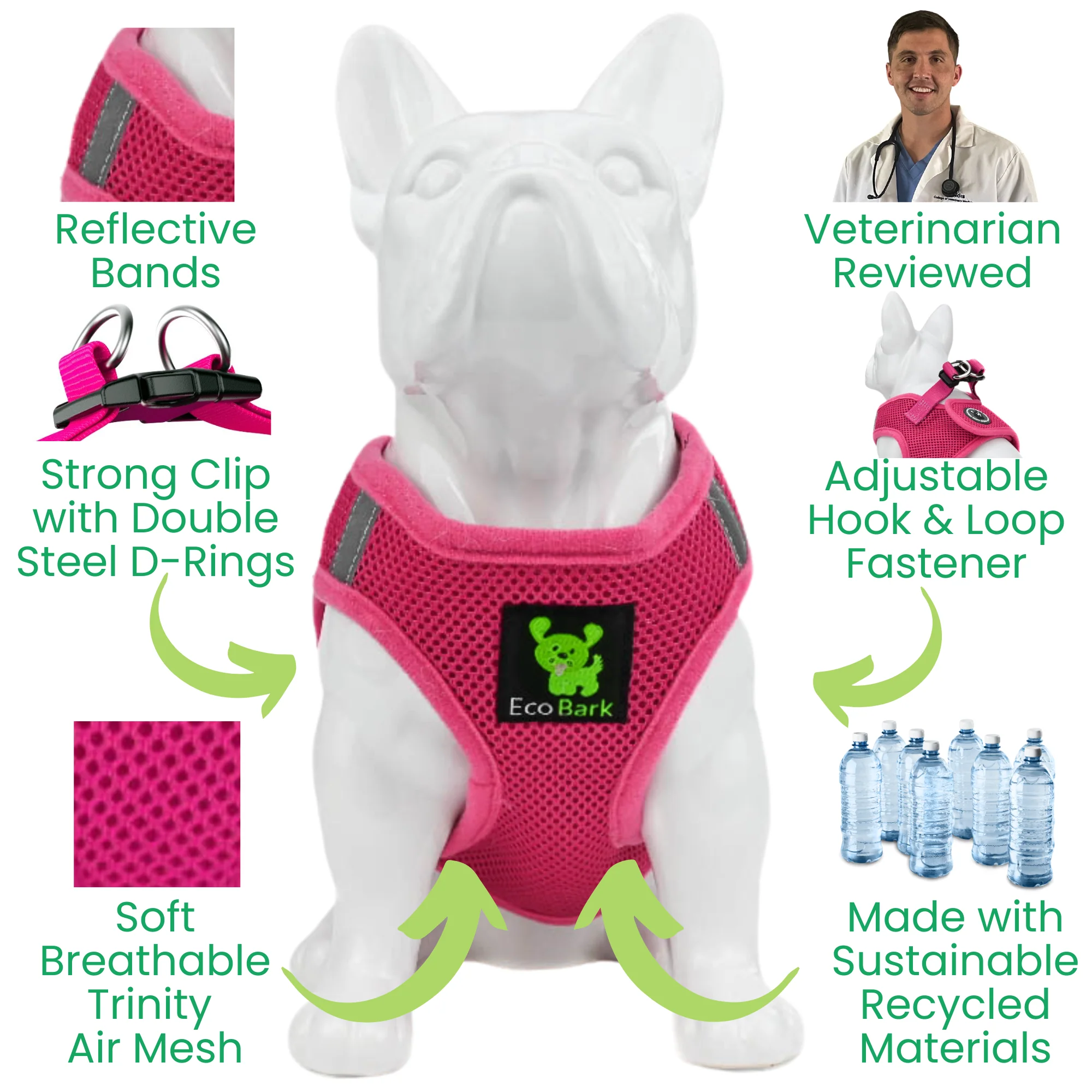 EcoBark Teacup Dog Harness - Step In Soft Mesh Reflective Dog Vest Halter for XXXS to Small Dogs and Puppies - Image 3