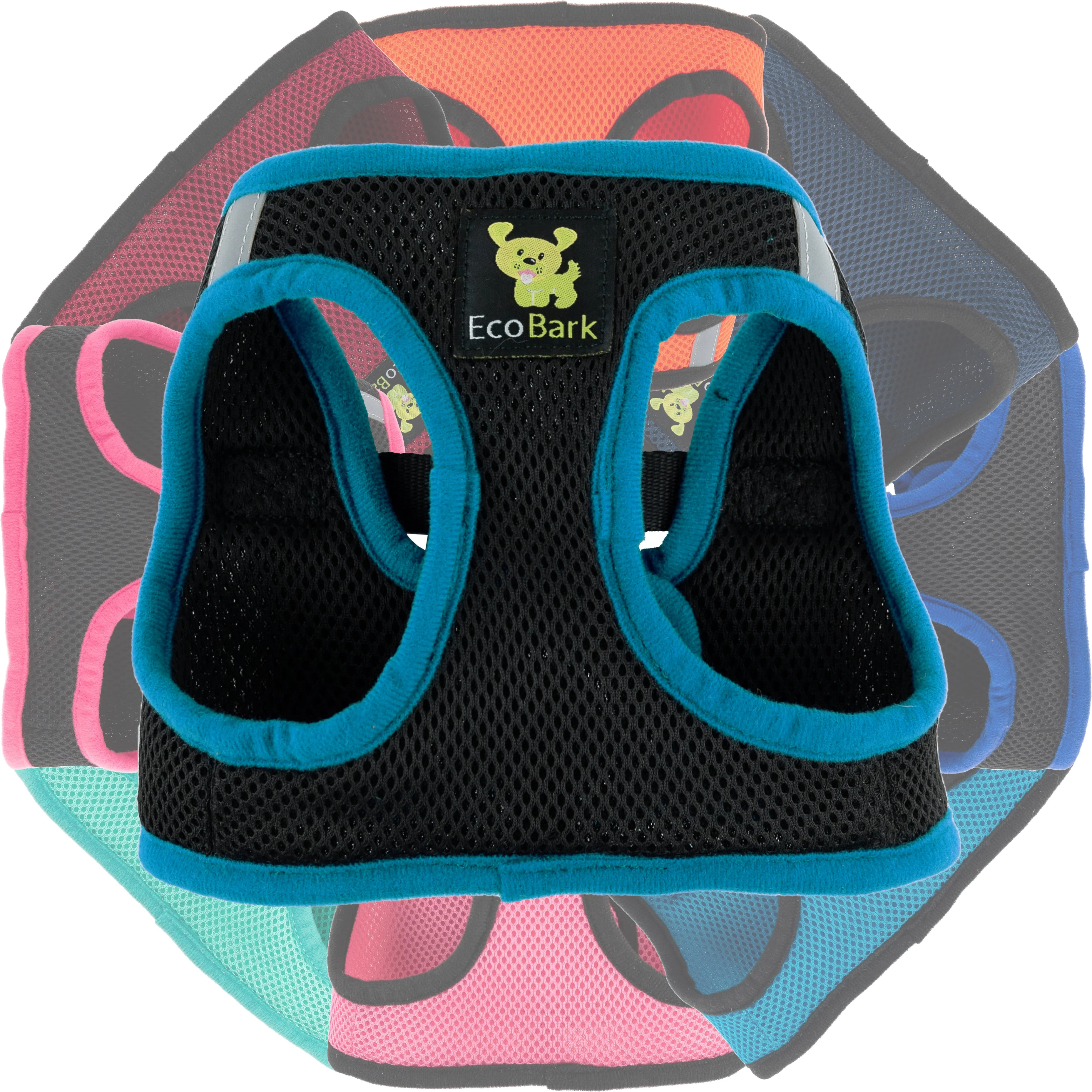 EcoBark Teal and Black Step In Dog Harness - Rapid Fastener Reflective Soft Mesh Vest Halter for Puppies and XXXS to Small Dogs - Image 8