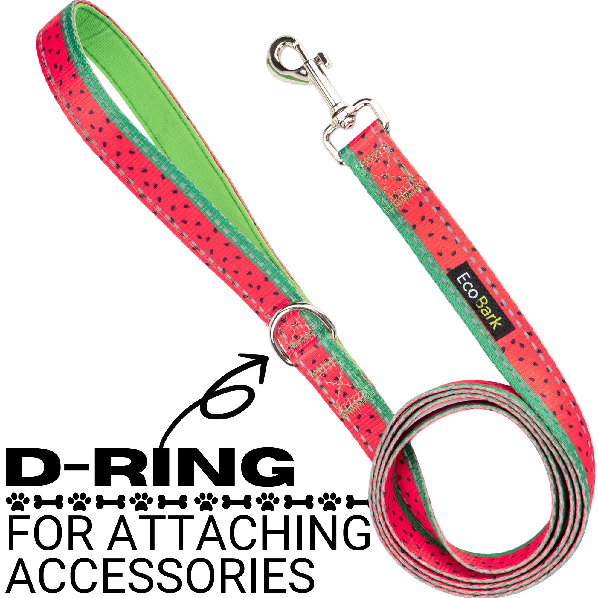 EcoBark Watermelon Dog Leash- Padded Comfort Grip Leash - 4ft, 5ft, and 6ft Leash for Small and Medium Dogs - Image 7