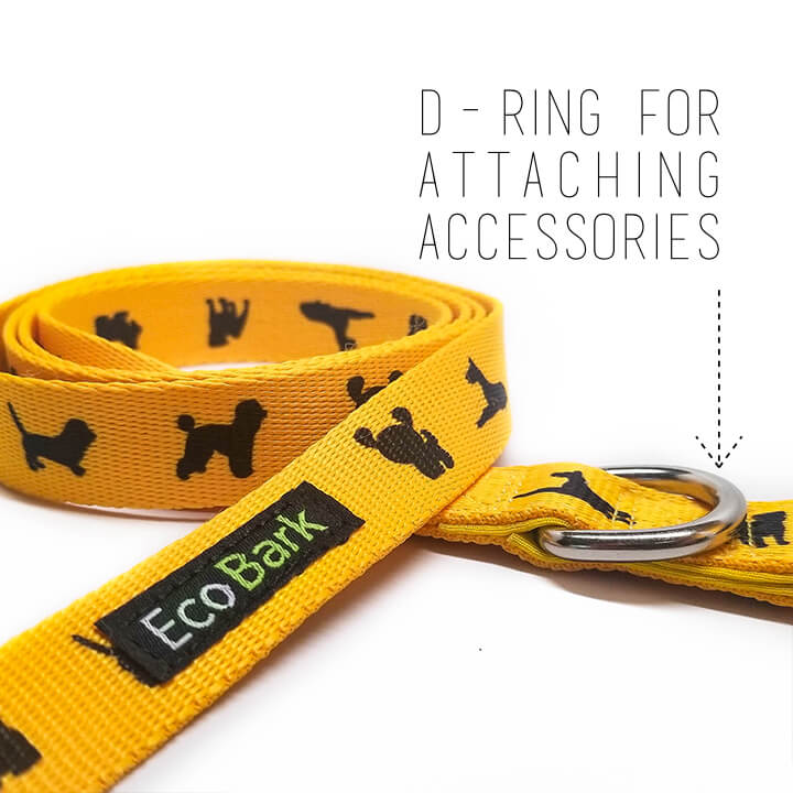 EcoBark Yellow Dog Leash- Padded Comfort Grip Padded Leash Dog Pattern - 4ft, 5ft, and 6ft Leash for Small and Medium Dogs - Image 8