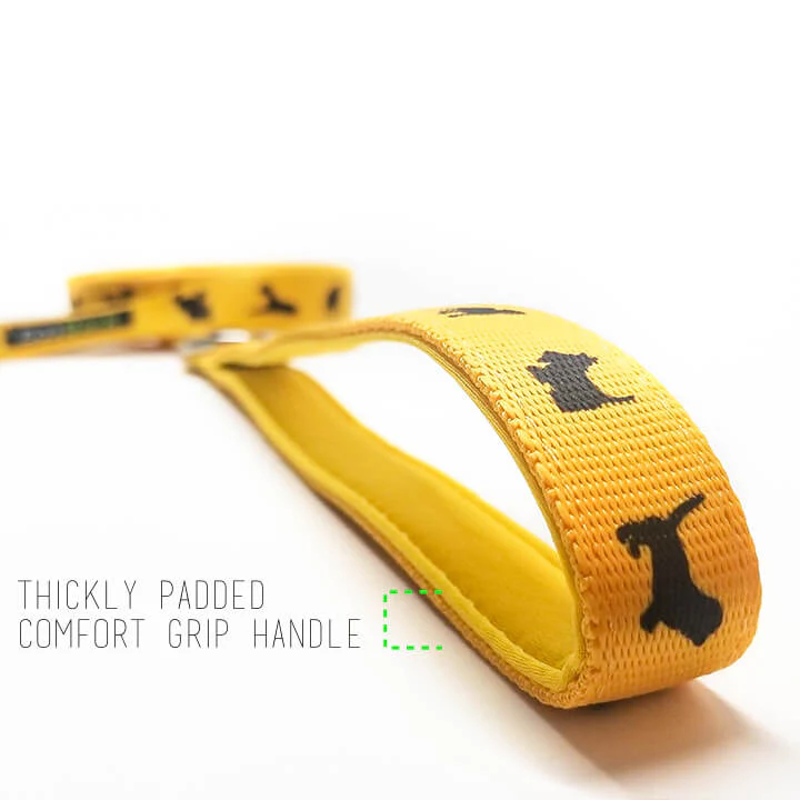 EcoBark Yellow Dog Leash- Padded Comfort Grip Padded Leash Dog Pattern - 4ft, 5ft, and 6ft Leash for Small and Medium Dogs - Image 9
