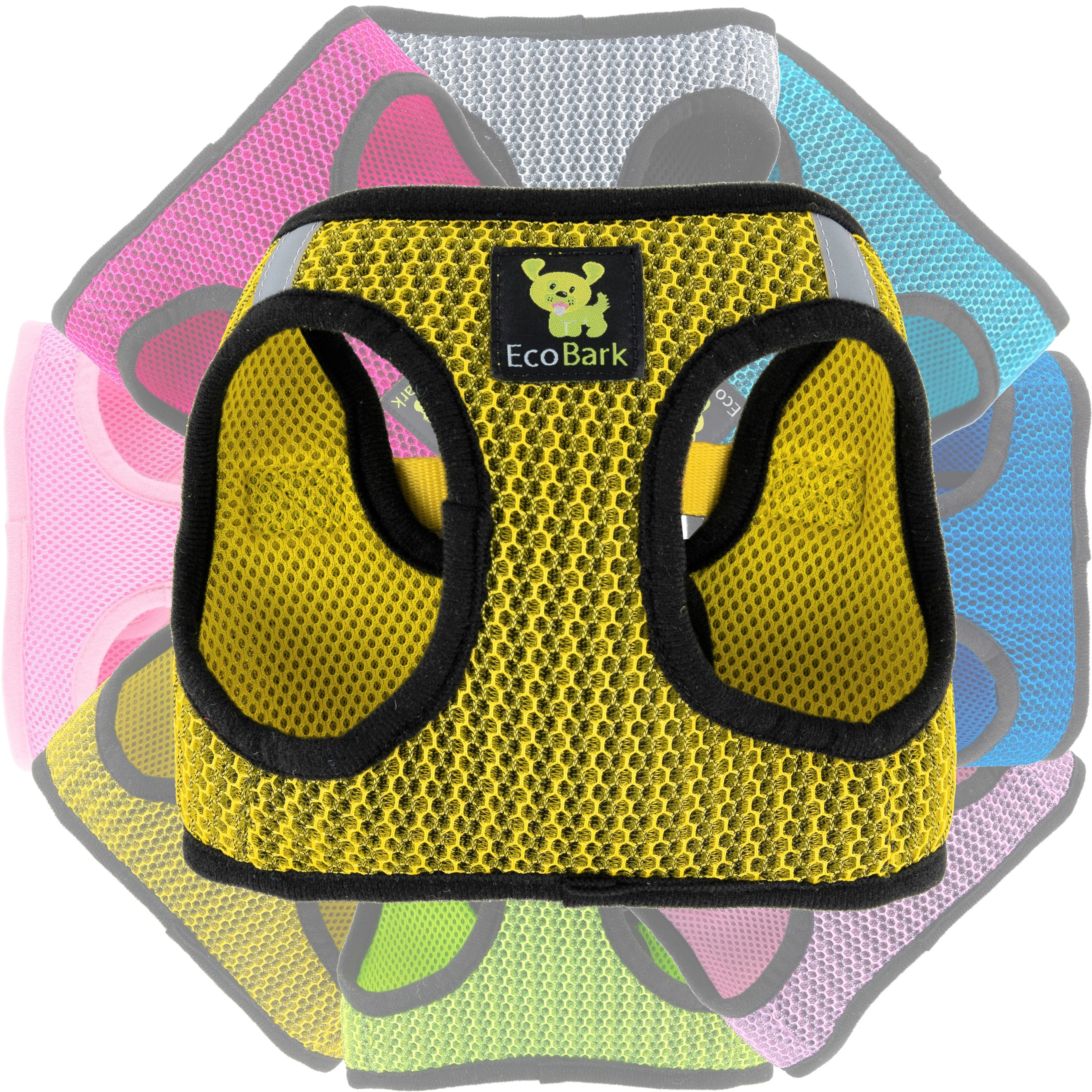 EcoBark Yellow Step In Dog Harness - Rapid Fastener Reflective Soft Mesh Vest Halter for XXXS to Small Dogs - Image 7