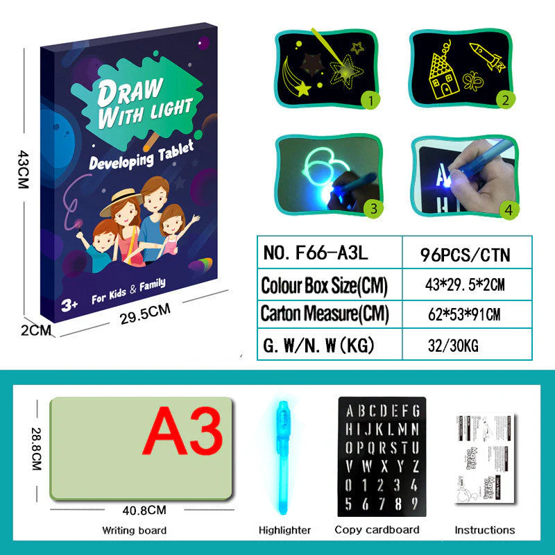 Educational Toy Drawing Pad 3D Magic 8 Light Effects Puzzle Board Sketchpad - Image 10