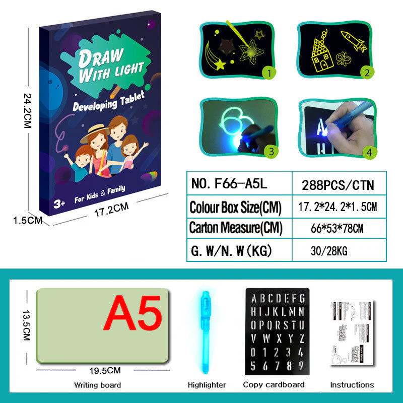 Educational Toy Drawing Pad 3D Magic 8 Light Effects Puzzle Board Sketchpad - Image 11